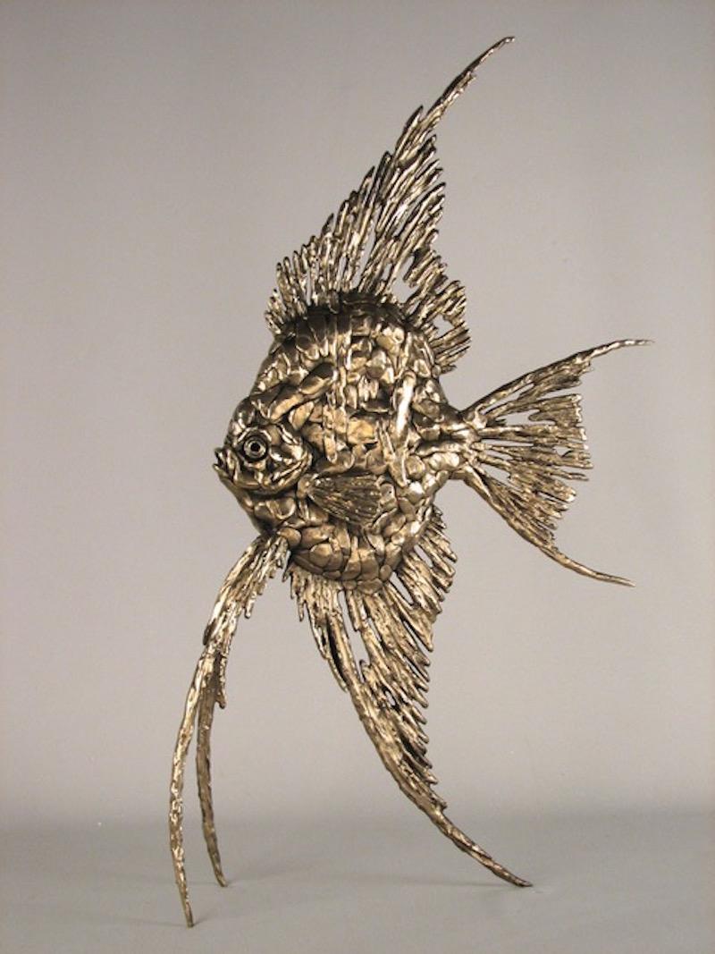 Andrzej Szymczyk Abstract Sculpture - Angel Fish-original abstract wildlife bronze sculpture for sale-contemporary Art