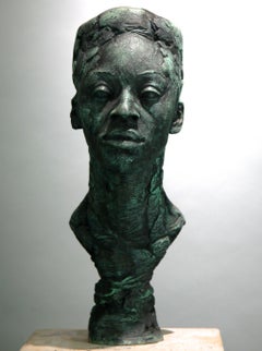 Arielle - original resin cast sculpture human figure form Modern portrait bronze