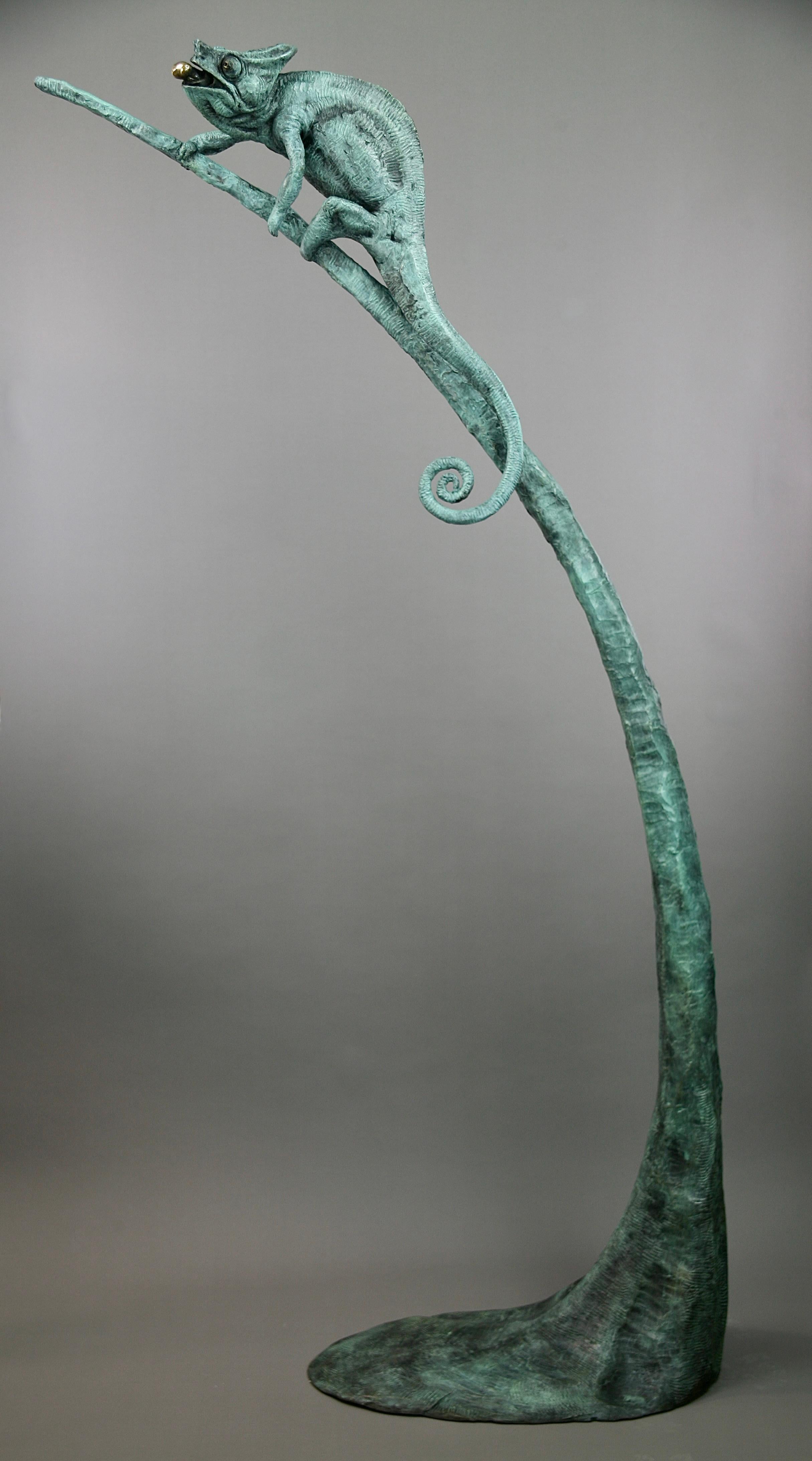 Camaleón -escultura moderna original en bronce de animal salvaje - Arte contemporáneo - Sculpture Realista de Andrzej Szymczyk