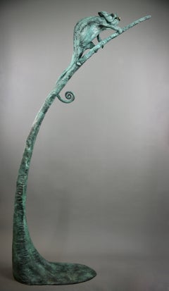 Camaleón -escultura moderna original en bronce de animal salvaje - Arte contemporáneo