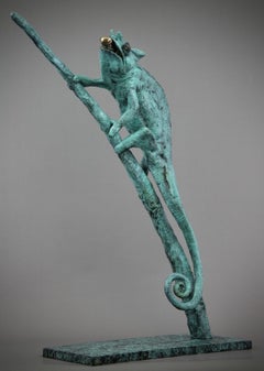 Chameleon - original wildlife bronze sculpture - contemporary artwork