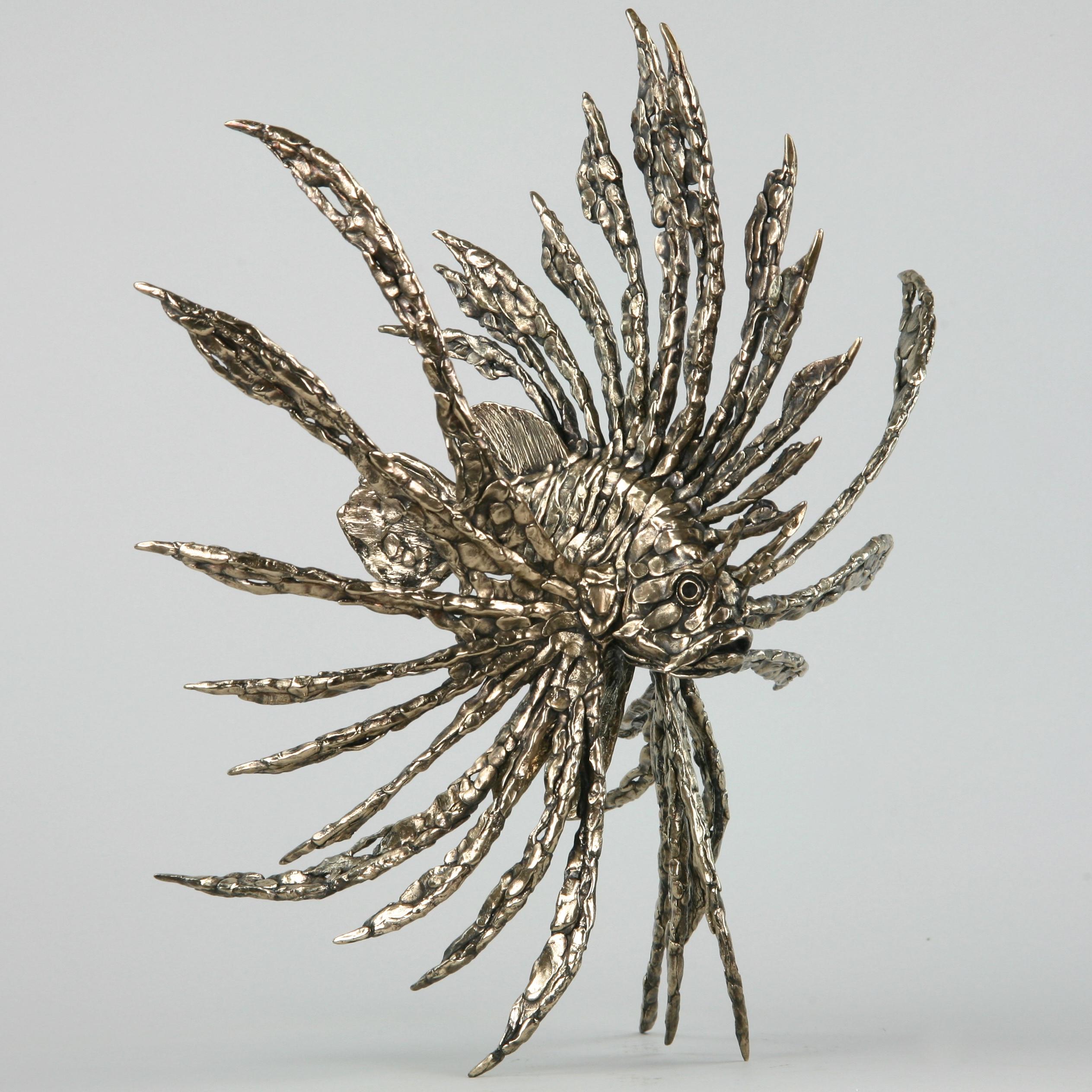 Devil Firefish- bronze sculpture  ocean Contemporary sea wildlife cast  - Sculpture by Andrzej Szymczyk