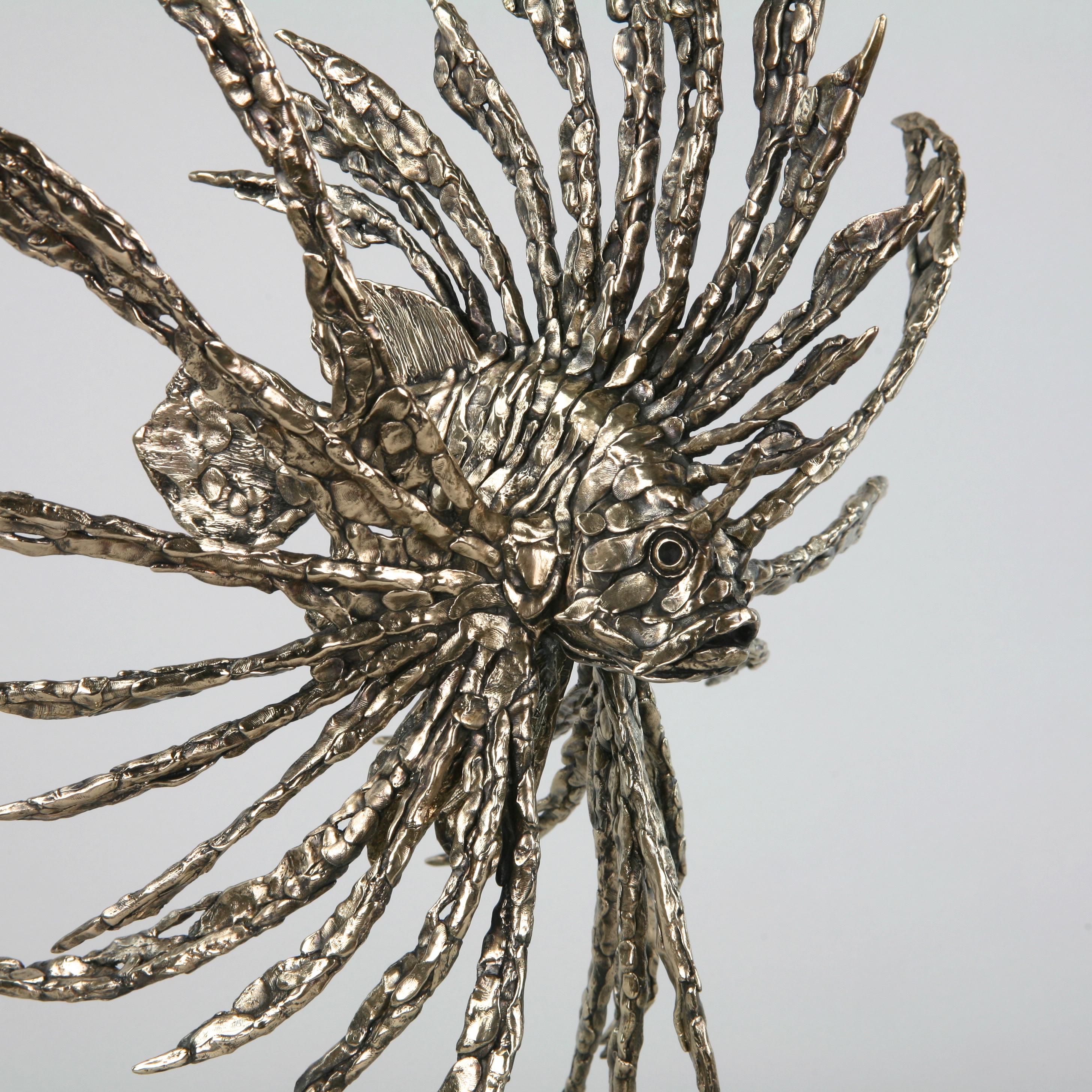 Devil Firefish- bronze sculpture  ocean Contemporary sea wildlife cast  - Abstract Impressionist Sculpture by Andrzej Szymczyk