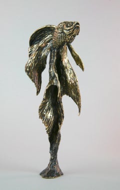 Goldfish II - bronze sculpture limited edition wildlife ocean modern cast metal