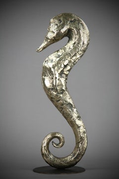 Ippocampo originale scultura animale figurativa in bronzo-opera d'arte-contemporanea