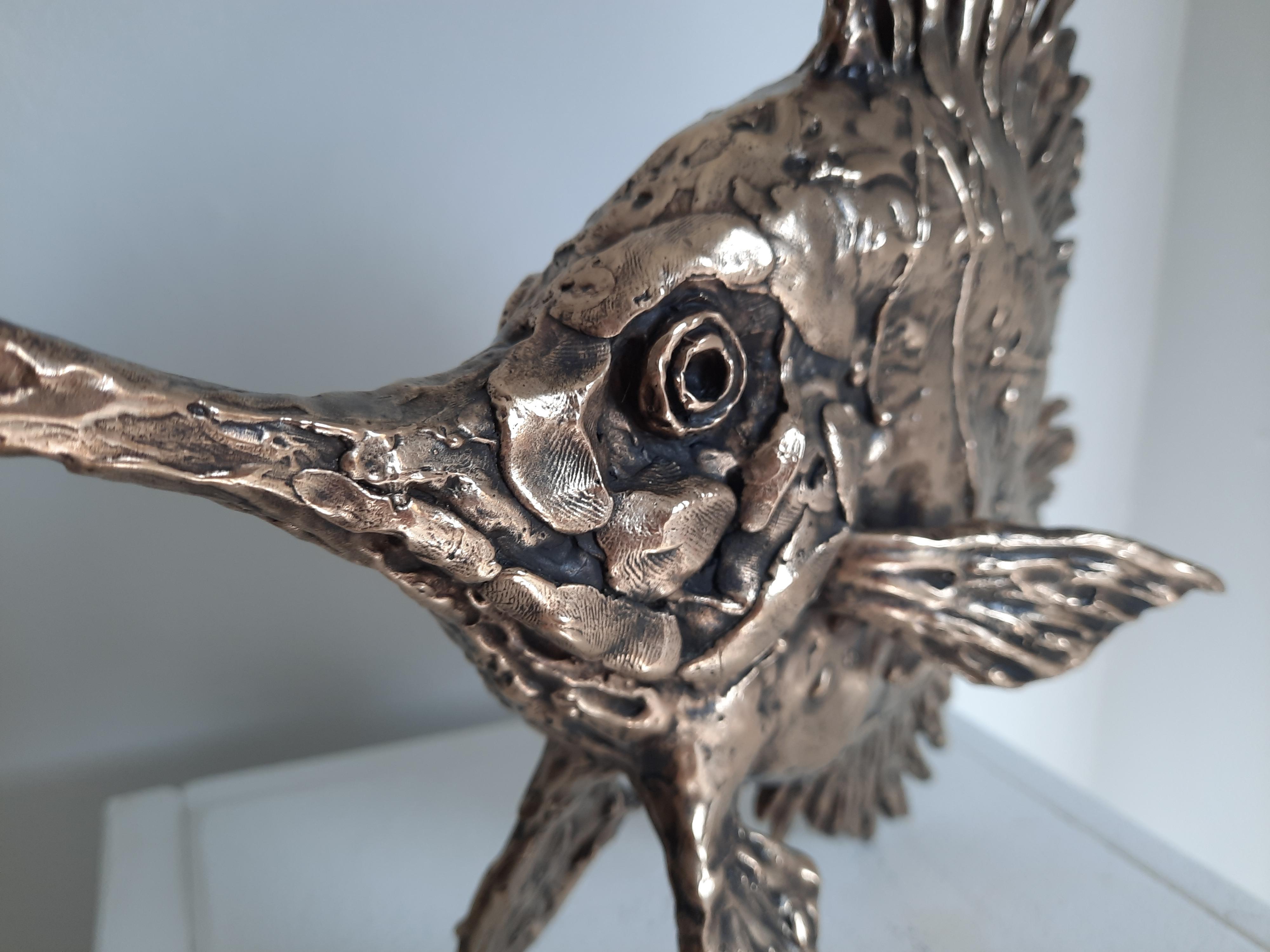 Longnose Butterfly Fish-original bronze wildlife sculpture-artwork-contemporary  - Abstract Impressionist Sculpture by Andrzej Szymczyk