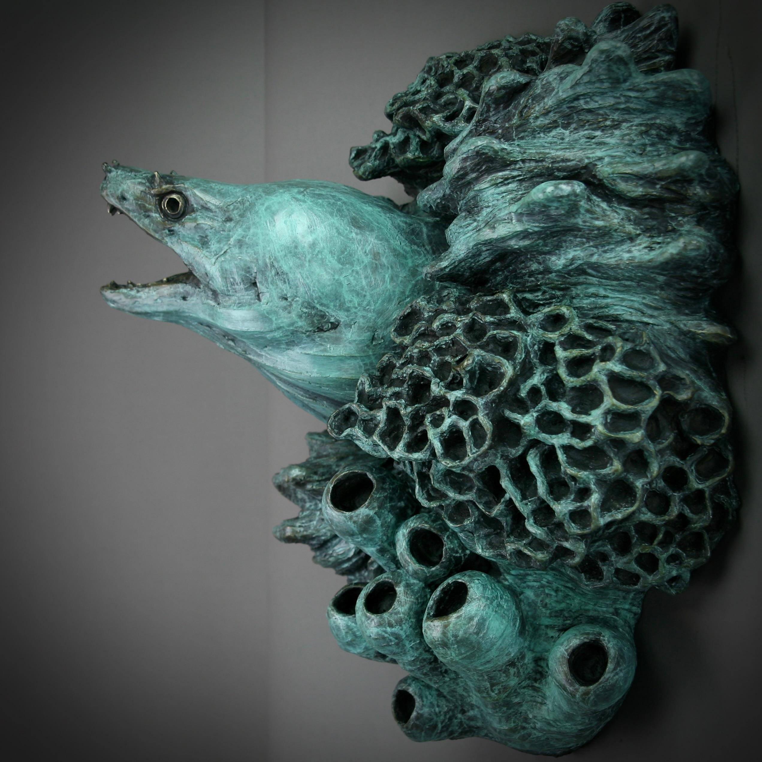 Murene -original modern bronze wildlife marine sculpture - contemporary Art For Sale 1