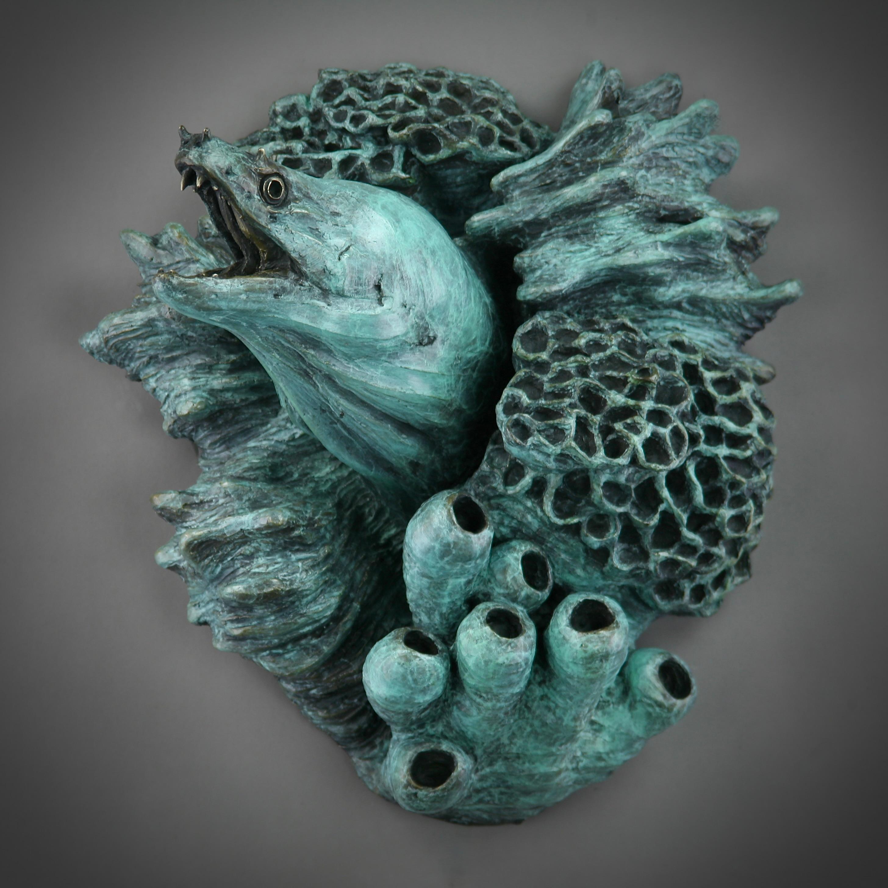 Murene -original modern bronze wildlife marine sculpture - contemporary Art