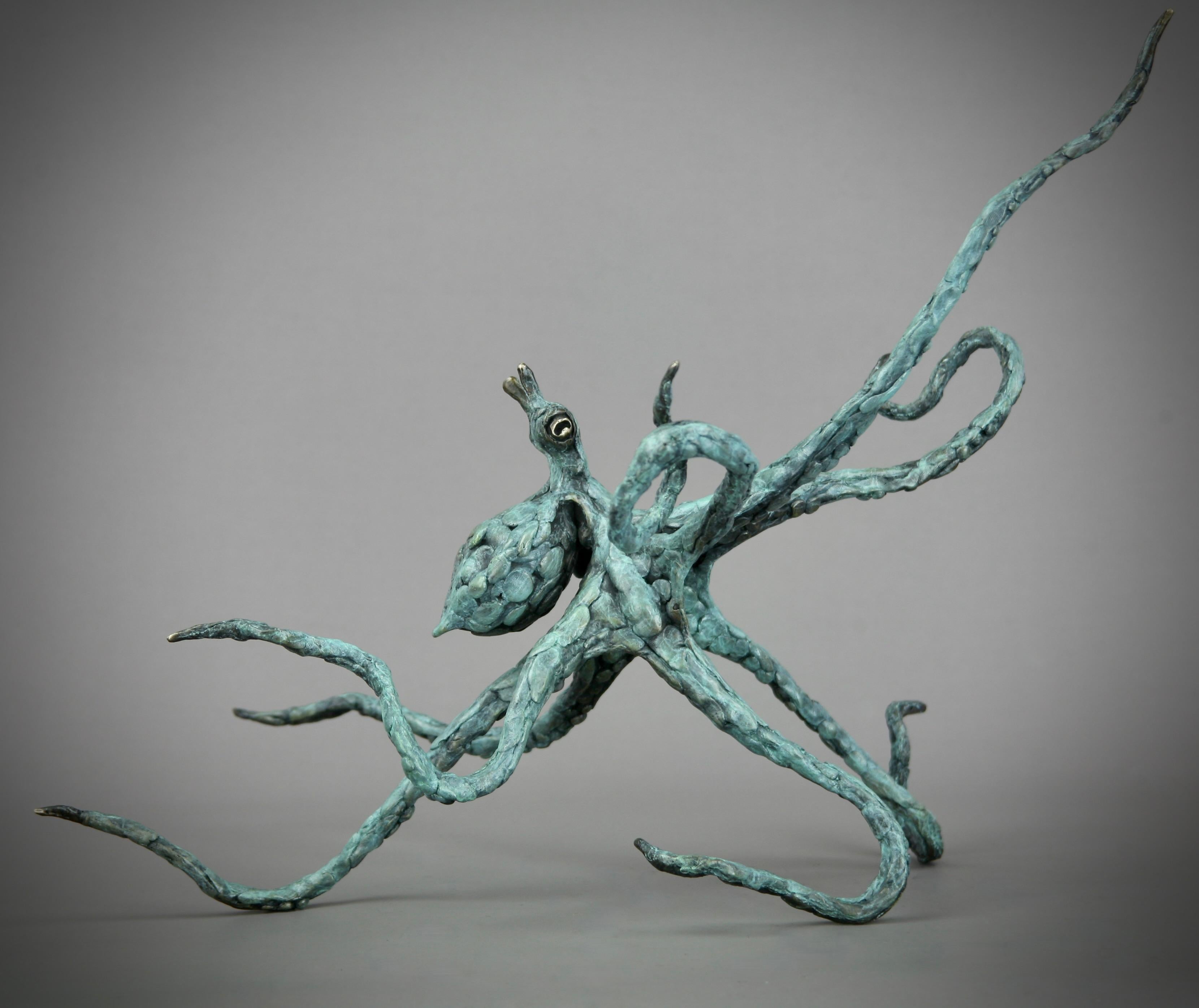 Octopus Green Patina- bronze sculpture- limited edition- Modern- Contemporary  - Sculpture by Andrzej Szymczyk
