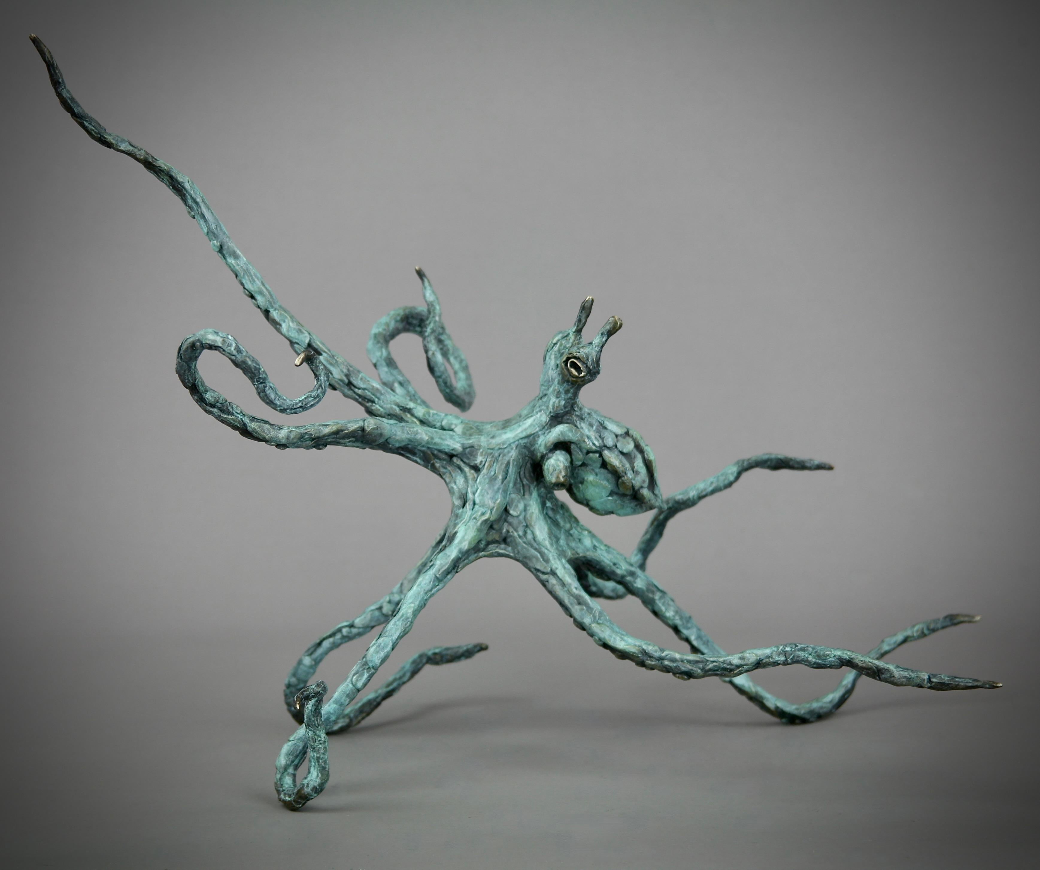 Octopus Green Patina- bronze sculpture- limited edition- Modern- Contemporary  For Sale 1