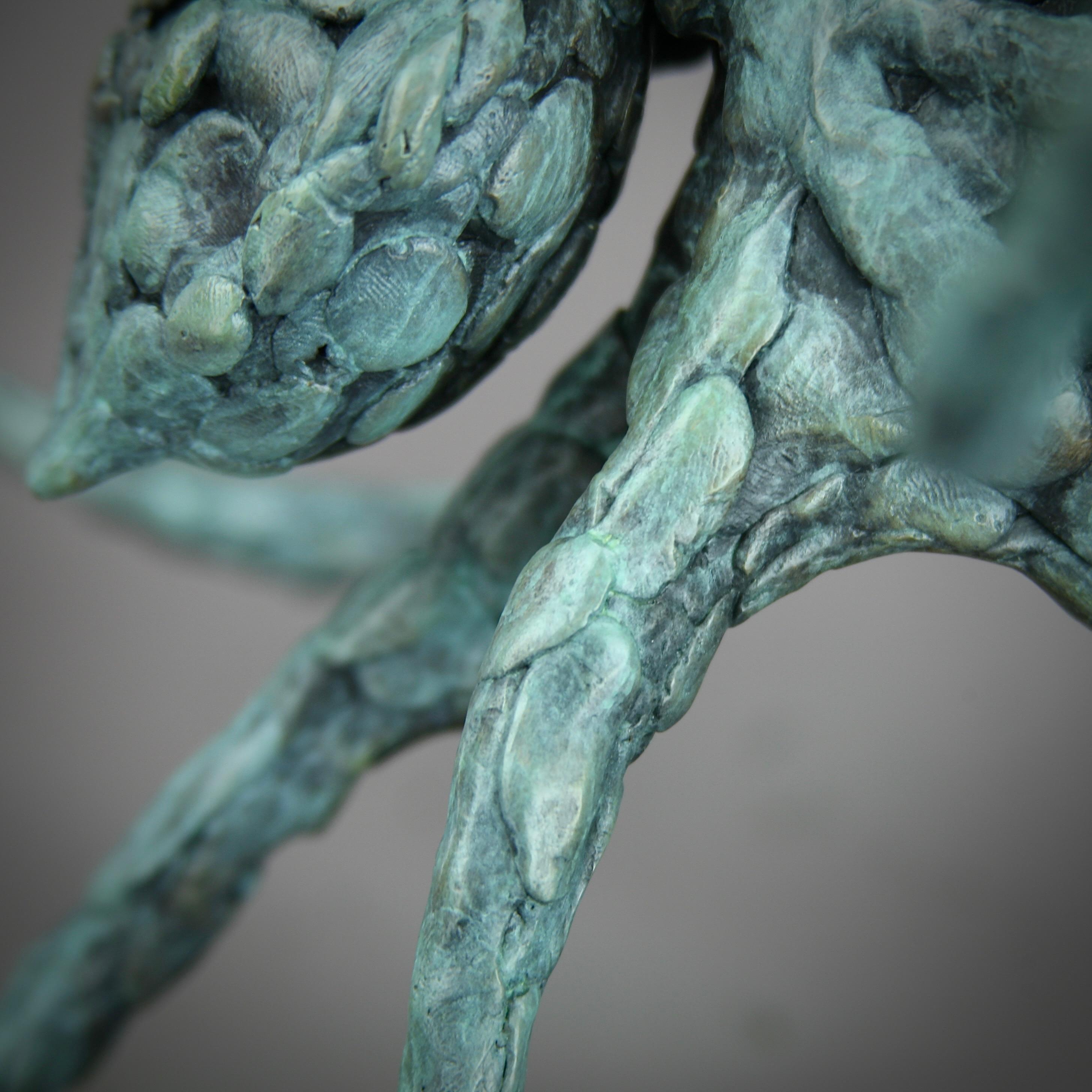 Octopus-Green Patina-wildlife-sculpture de table en bronze-moderne-Contemporaine en vente 1
