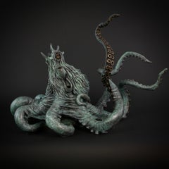 Octopus II - bronze sculpture cast marine wildlife realistic original artwork