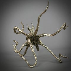 Octopus-modern- blue bronze marine animal sculpture-contemporary Art-limited ed.
