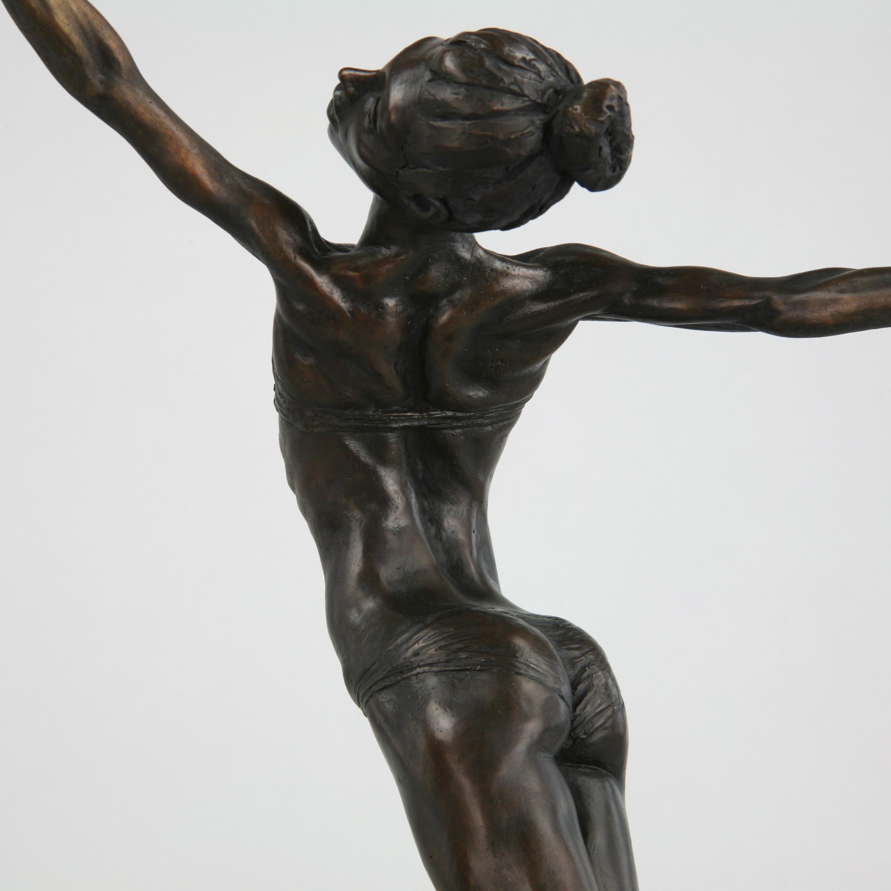 Pole Dancer-original nude figurative bronze sculpture-artwork-contemporary Art - Realist Sculpture by Andrzej Szymczyk