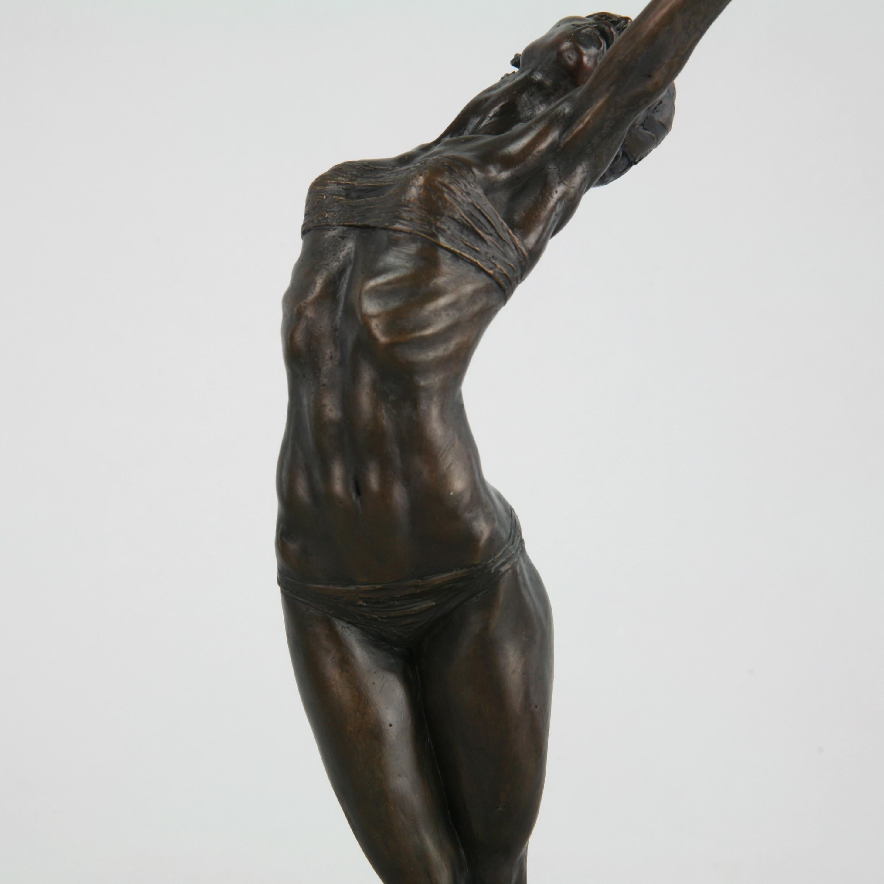 Pole Dancer-originale figurative Akt-Bronze-Skulptur-Kunstwerk-Zeitgenössische Kunst (Realismus), Sculpture, von Andrzej Szymczyk