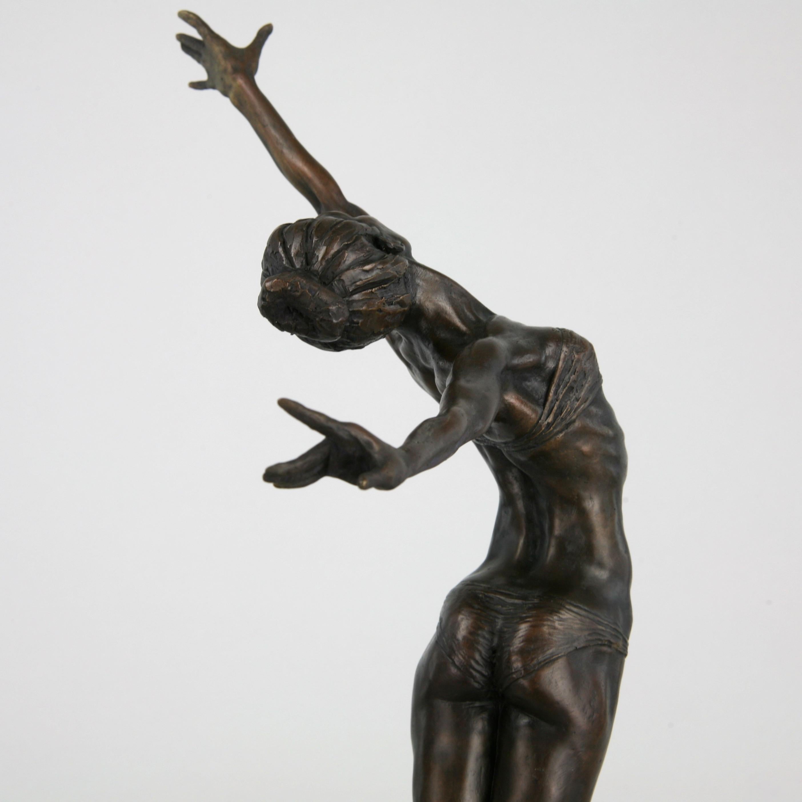 Pole Dancer-original nude figurative bronze sculpture-artwork-contemporary Art For Sale 5
