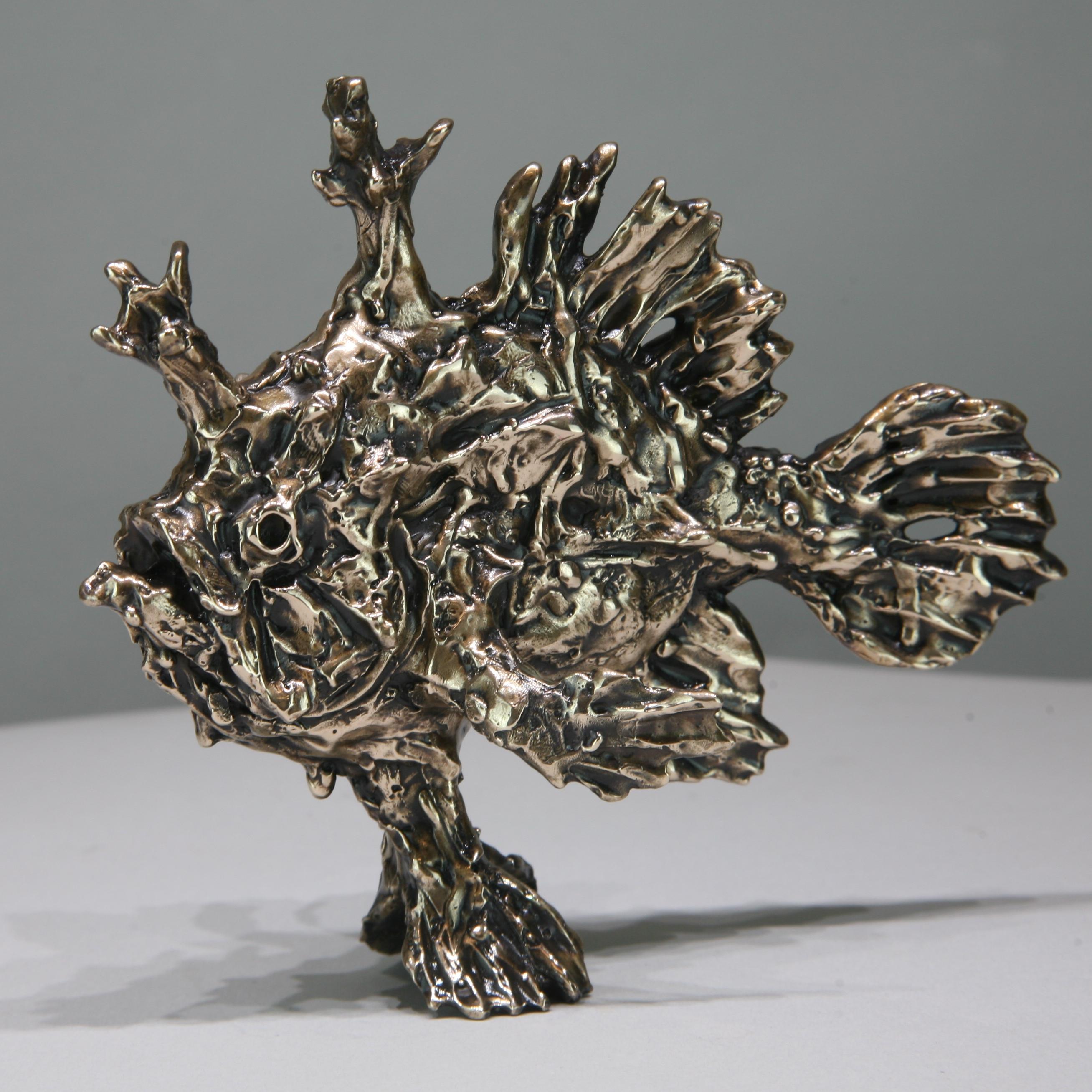 Sargassum Fish-original bronze wildlife- sculpture-artwork-contemporary art - Sculpture by Andrzej Szymczyk