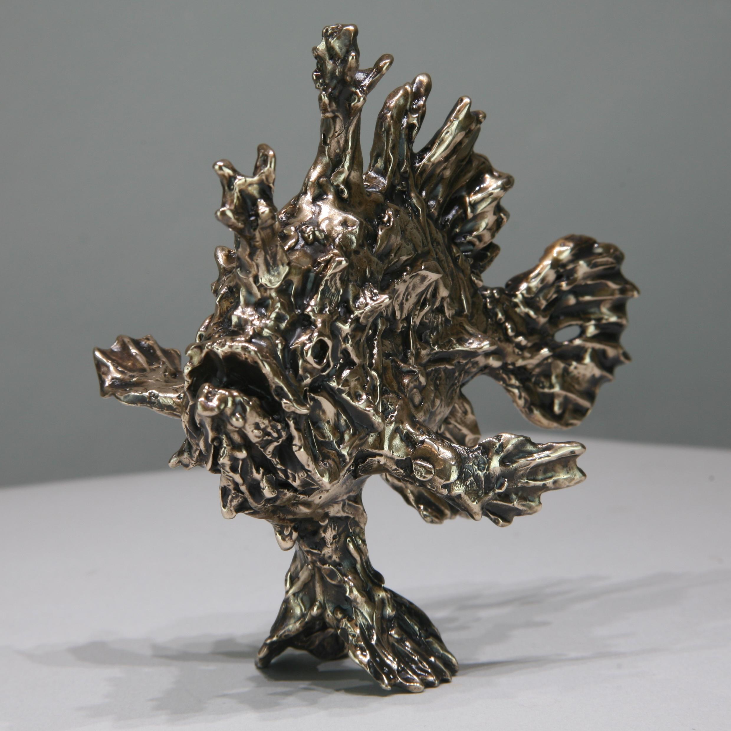 Sargassum Fish-original bronze wildlife- sculpture-artwork-contemporary art - Abstract Impressionist Sculpture by Andrzej Szymczyk