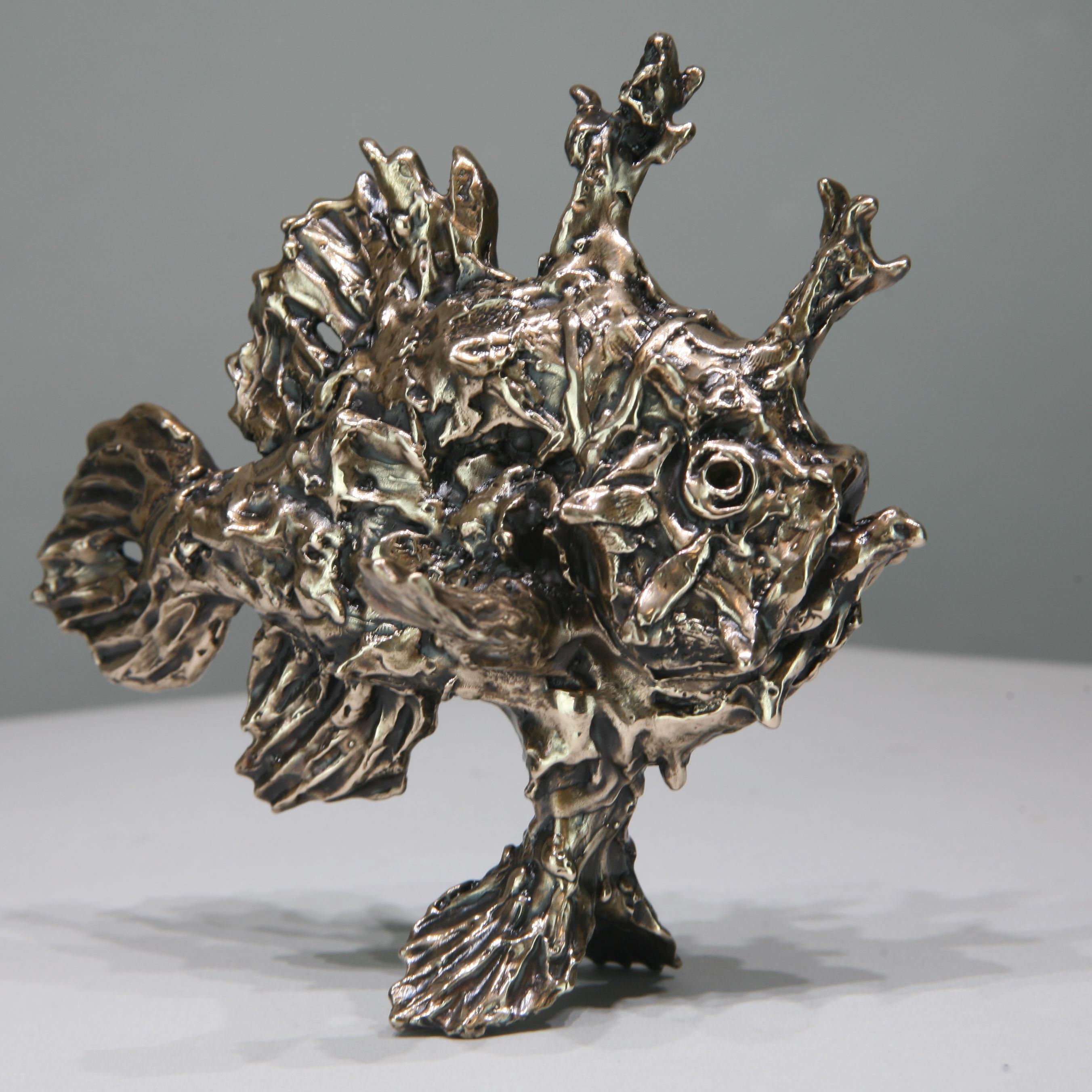 Andrzej Szymczyk Figurative Sculpture - Sargassum Fish-original bronze wildlife- sculpture-artwork-contemporary art
