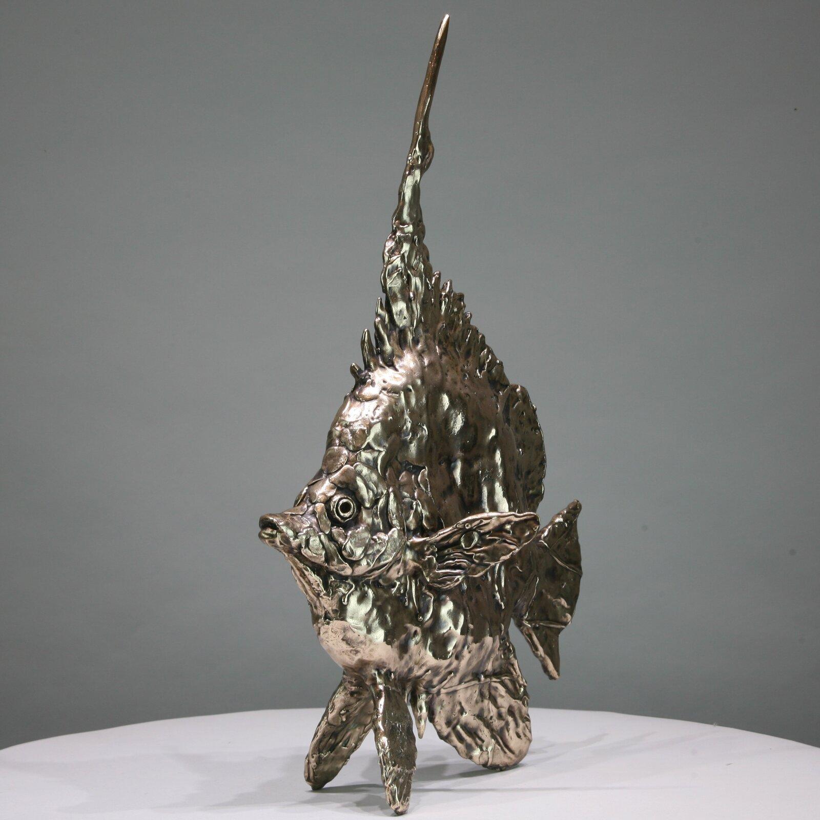 Sea Angel Fish-original bronze wildlife sculpture-artwork-contemporary Art For Sale 2