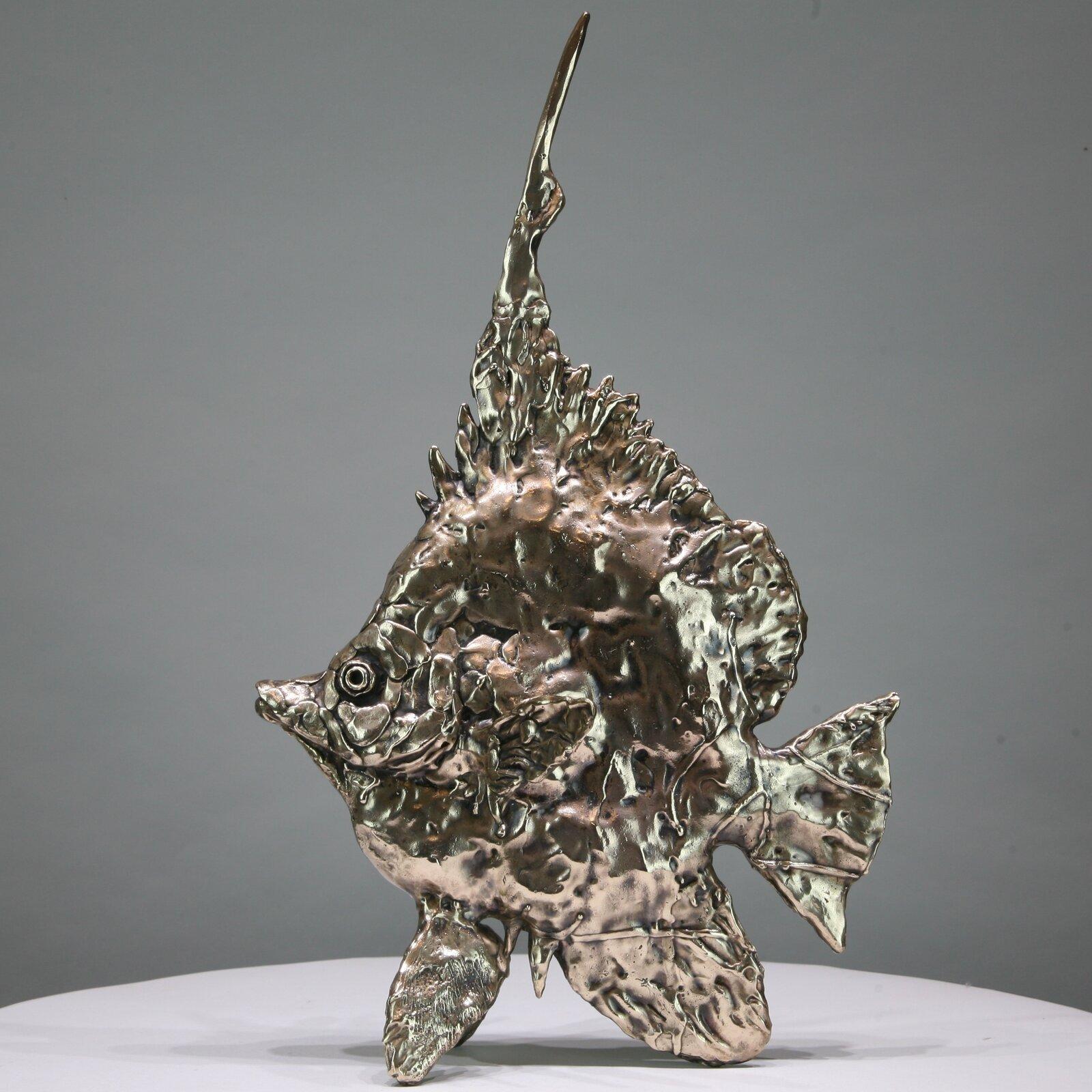 Figurative Sculpture Andrzej Szymczyk - Poisson Sea Angel-sculpture originale en bronze sur la faune et la flore-œuvre d'art-art contemporain