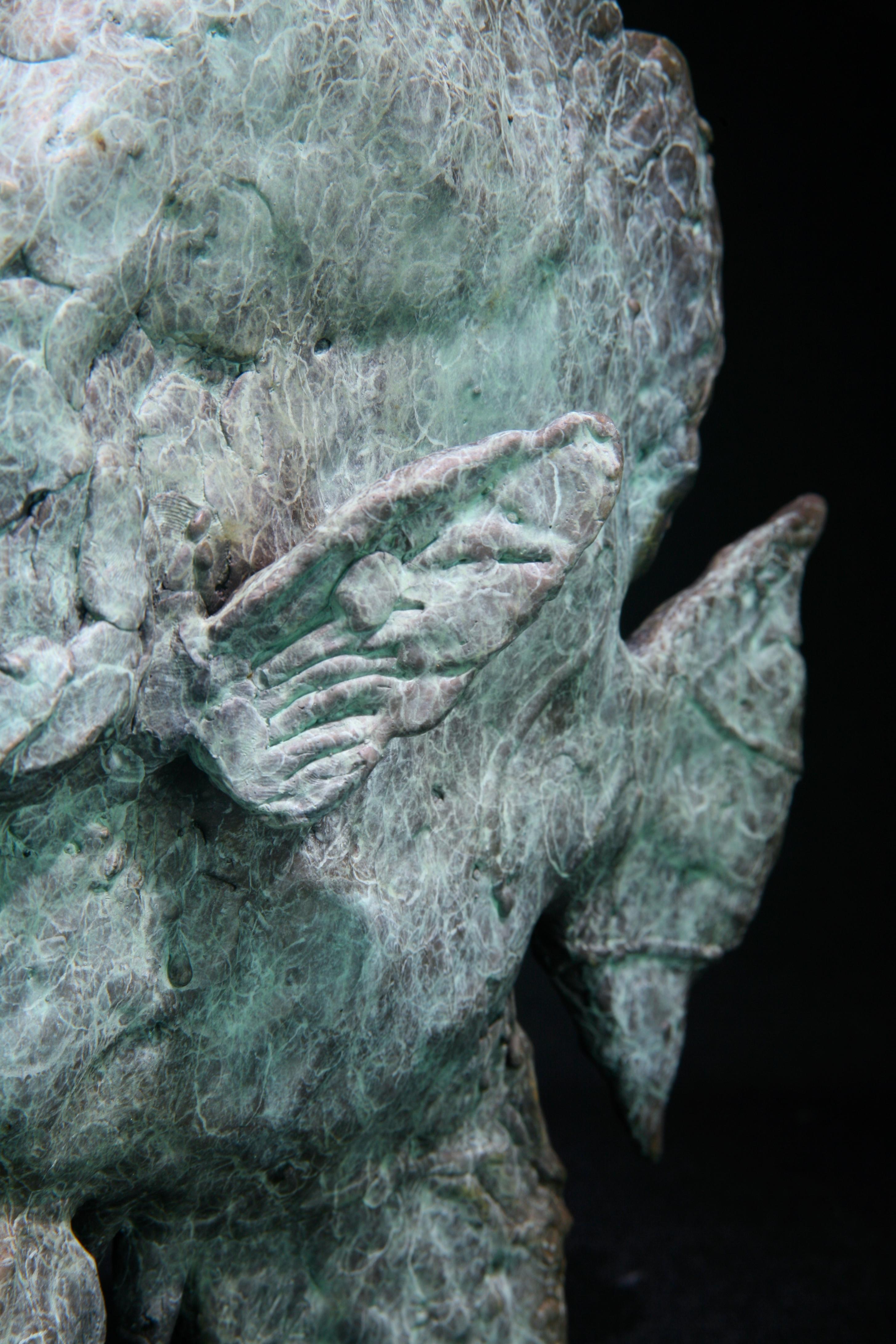 Sea Angel Fish-original marine  bronze sculpture-artwork sale-contemporary art - Gold Figurative Sculpture by Andrzej Szymczyk