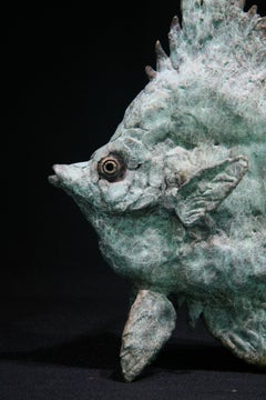 Sea Angel Fish - unique bronze wildlife sculpture limited edition modern animal