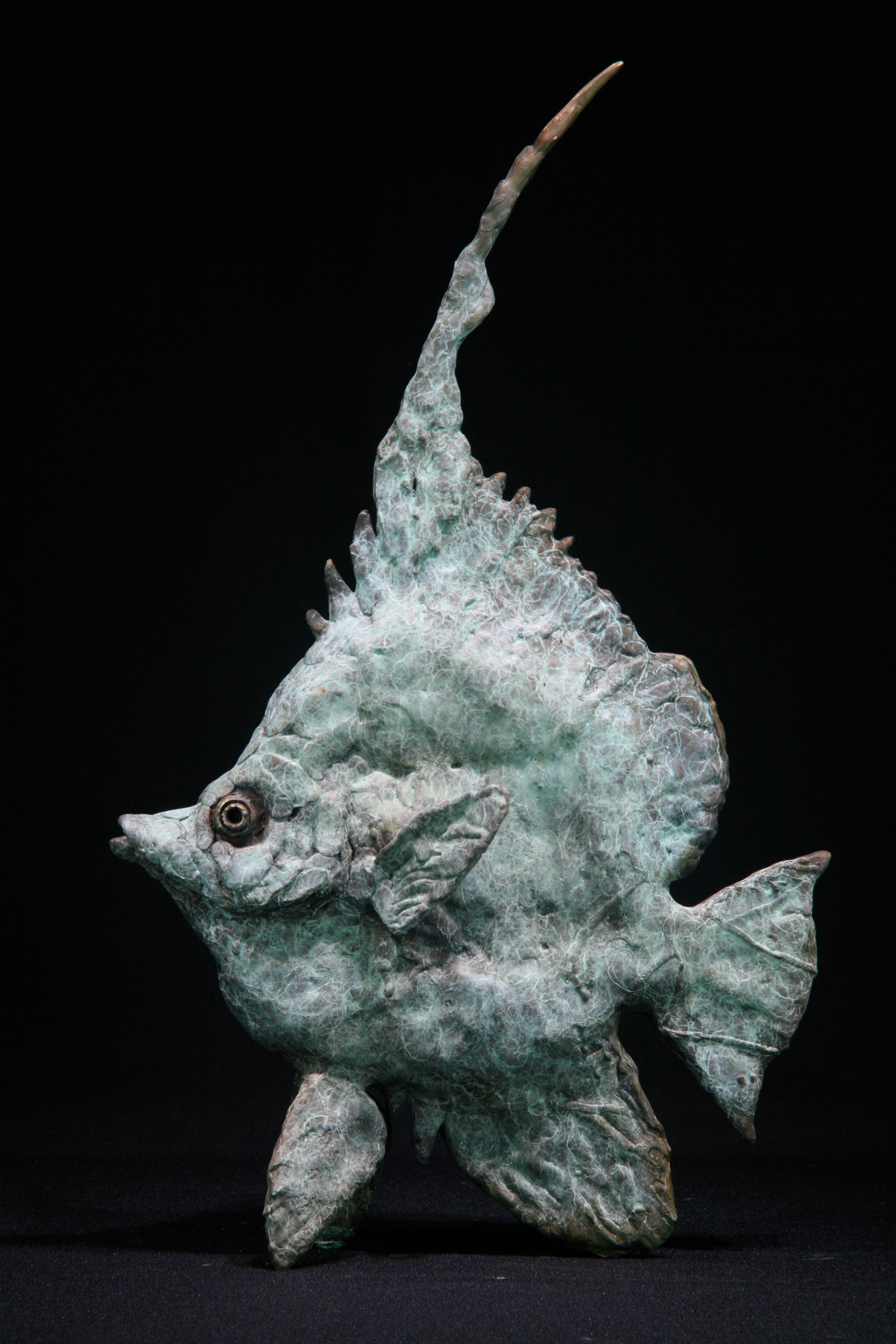 Andrzej Szymczyk Figurative Sculpture - Sea Angel Fish - unique bronze wildlife sculpture limited edition modern animal
