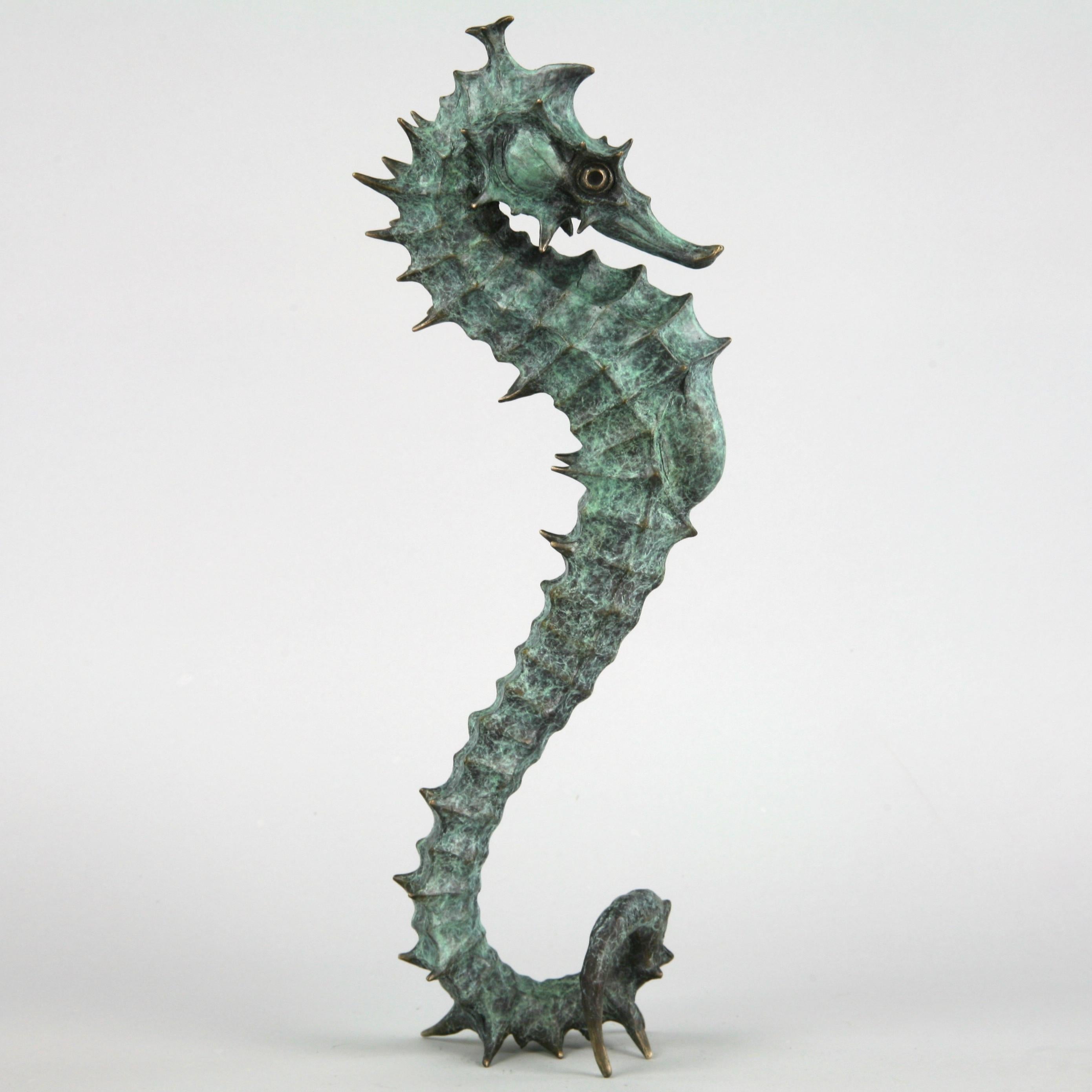 Seahorse II - bronze sea life sculpture limited edition cast art modern marine - Abstract Impressionist Sculpture by Andrzej Szymczyk
