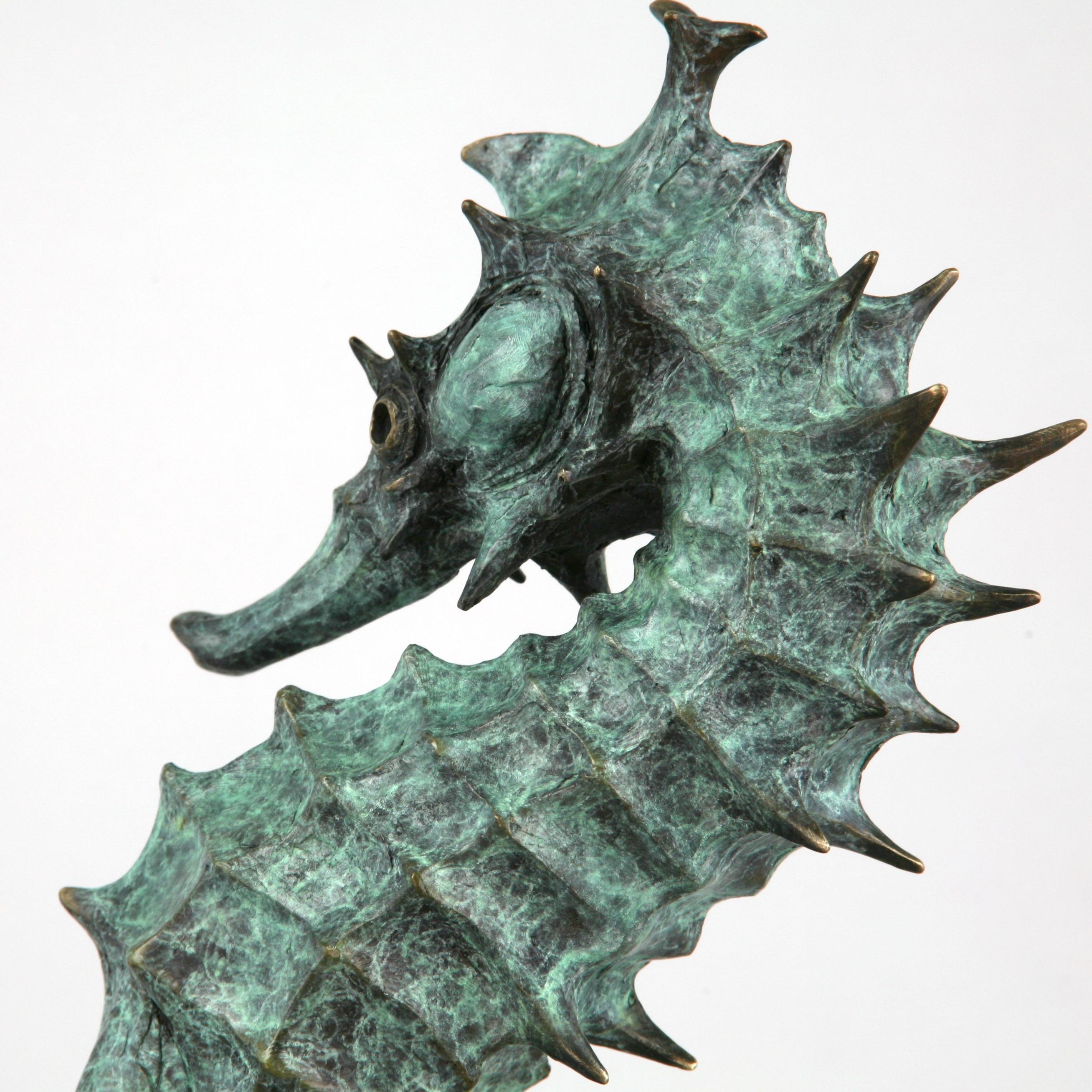 Seahorse II - bronze sea life sculpture limited edition cast art modern marine 1