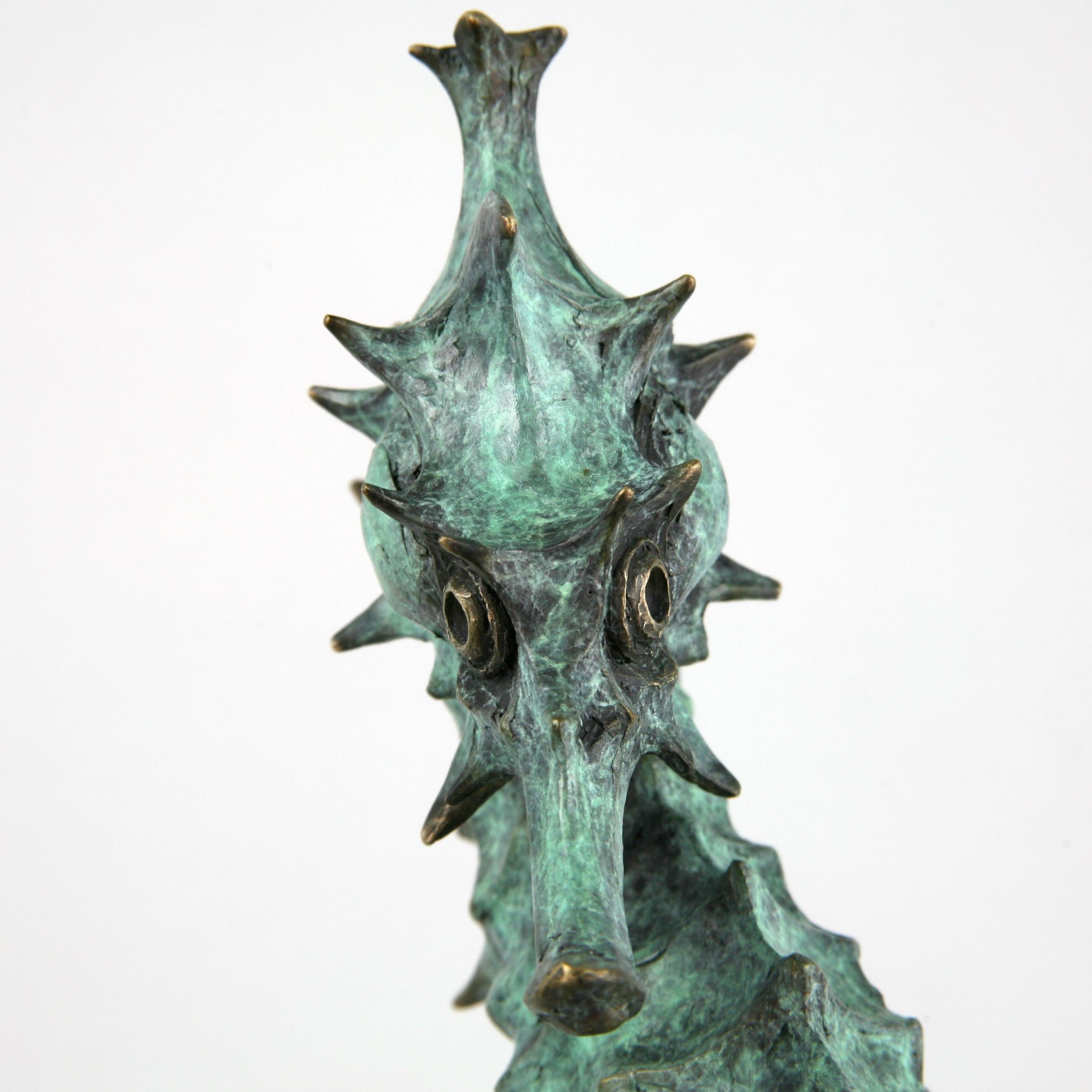 Seahorse II - bronze sea life sculpture limited edition cast art modern marine 2