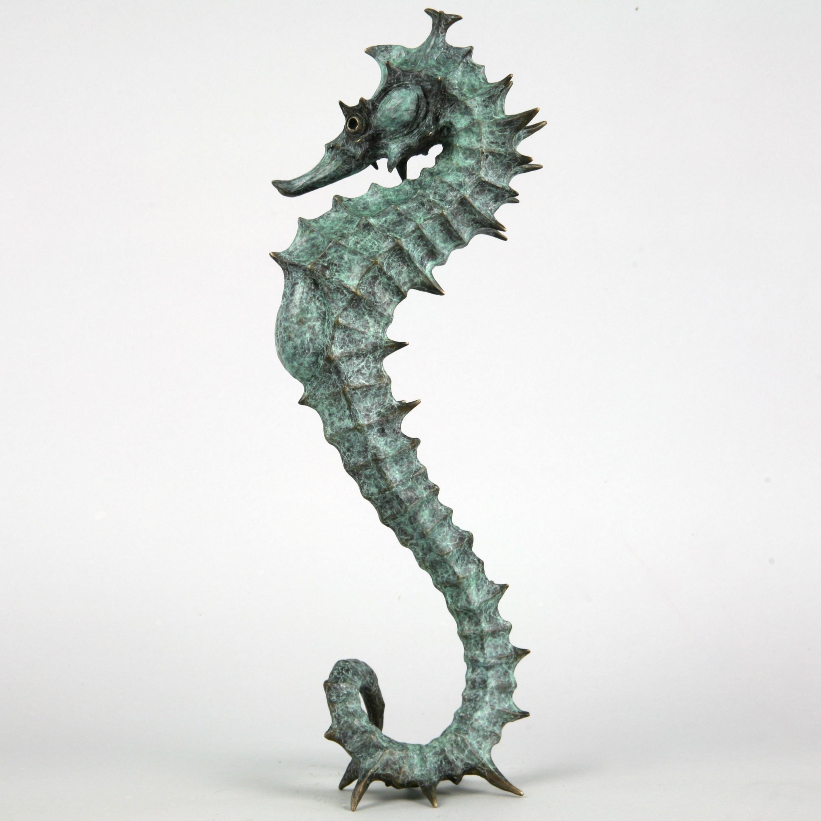 Andrzej Szymczyk Still-Life Sculpture - Seahorse II - bronze sea life sculpture limited edition cast art modern marine
