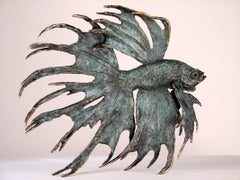 Siamese Fighter - bronze animal wildlife sculpture limited edition Contemporary