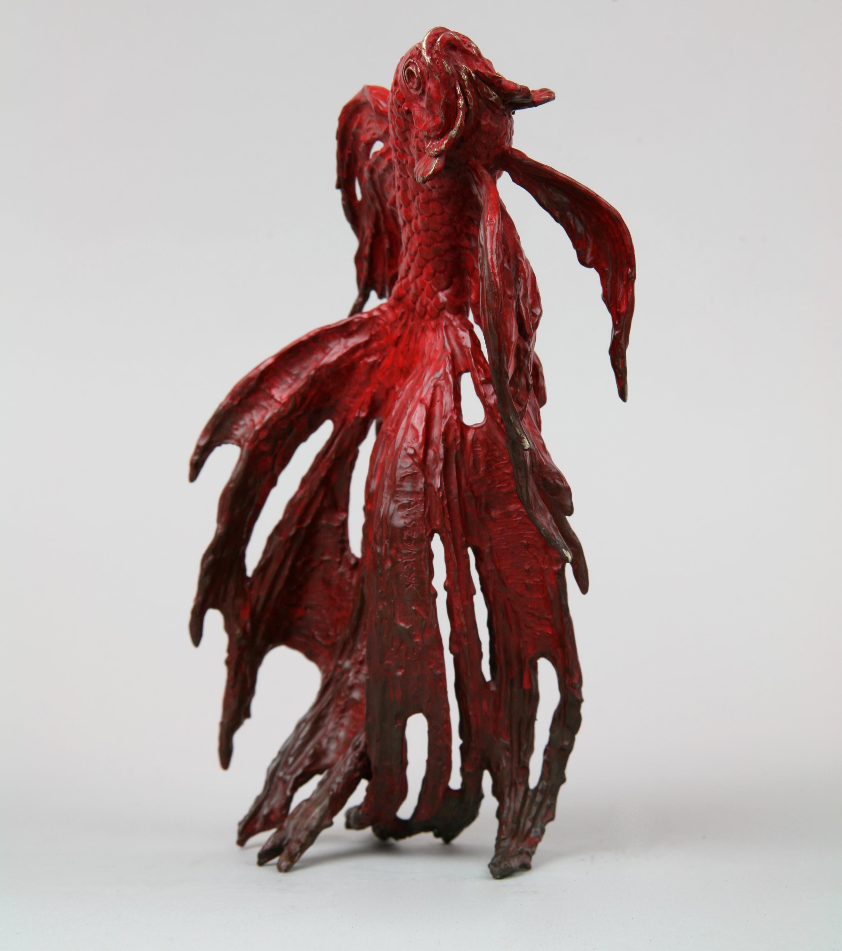 Siamese Fighter Fish III -  Marine Ocean fish bronze cast limited edition modern - Sculpture by Andrzej Szymczyk