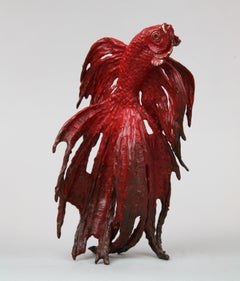 Fish Fighter Fish III du Siamese  Marine Océan poisson bronze moulé en édition limitée moderne