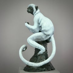 Sifaka Lemur -original modern wildlife bronze sculpture - contemporary Art