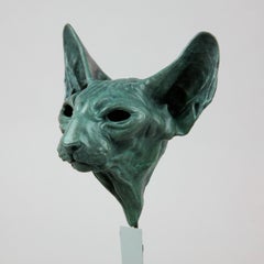 Sphynx Katzenkopf – Bronzeskulptur in limitierter Auflage:: modern und zeitgenössisch