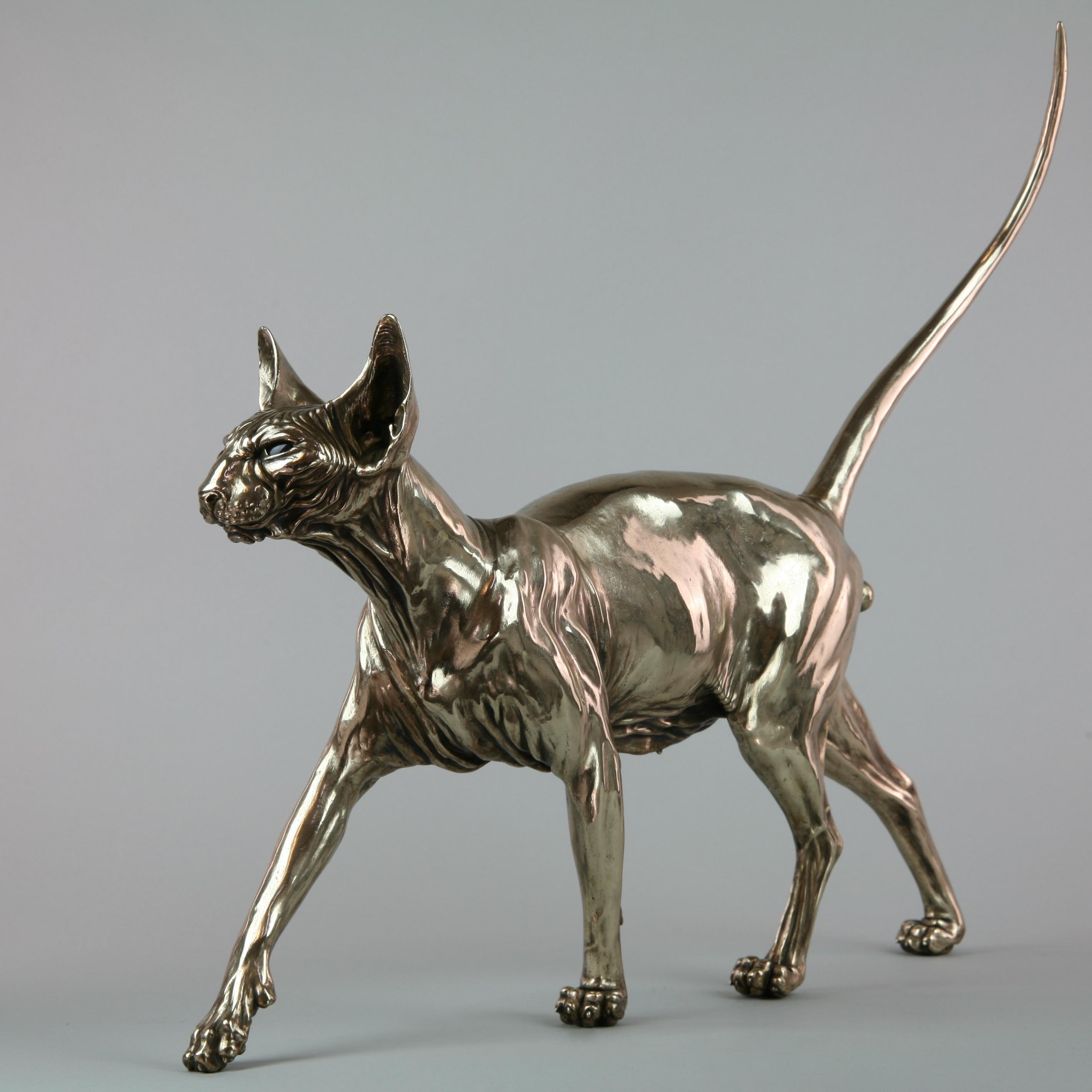 Sphynx Cat II - sculpture wildlife animal limited edition bronze modern marine 2