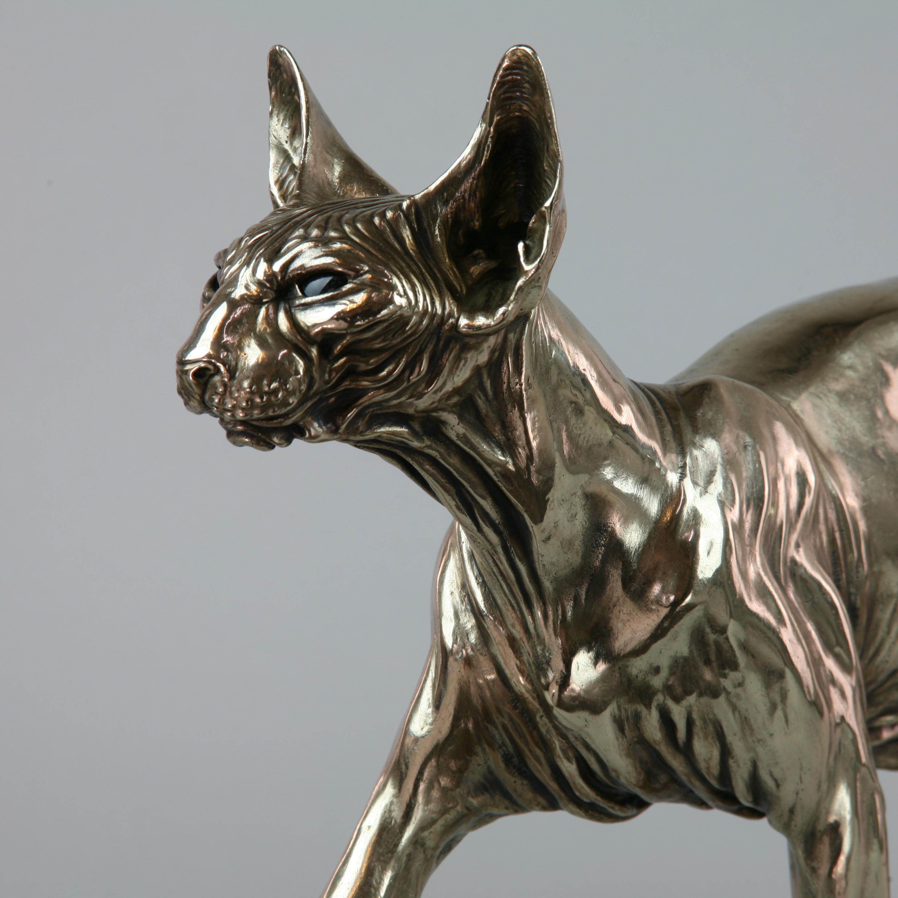 Sphynx Cat II - sculpture wildlife animal limited edition bronze modern marine 3