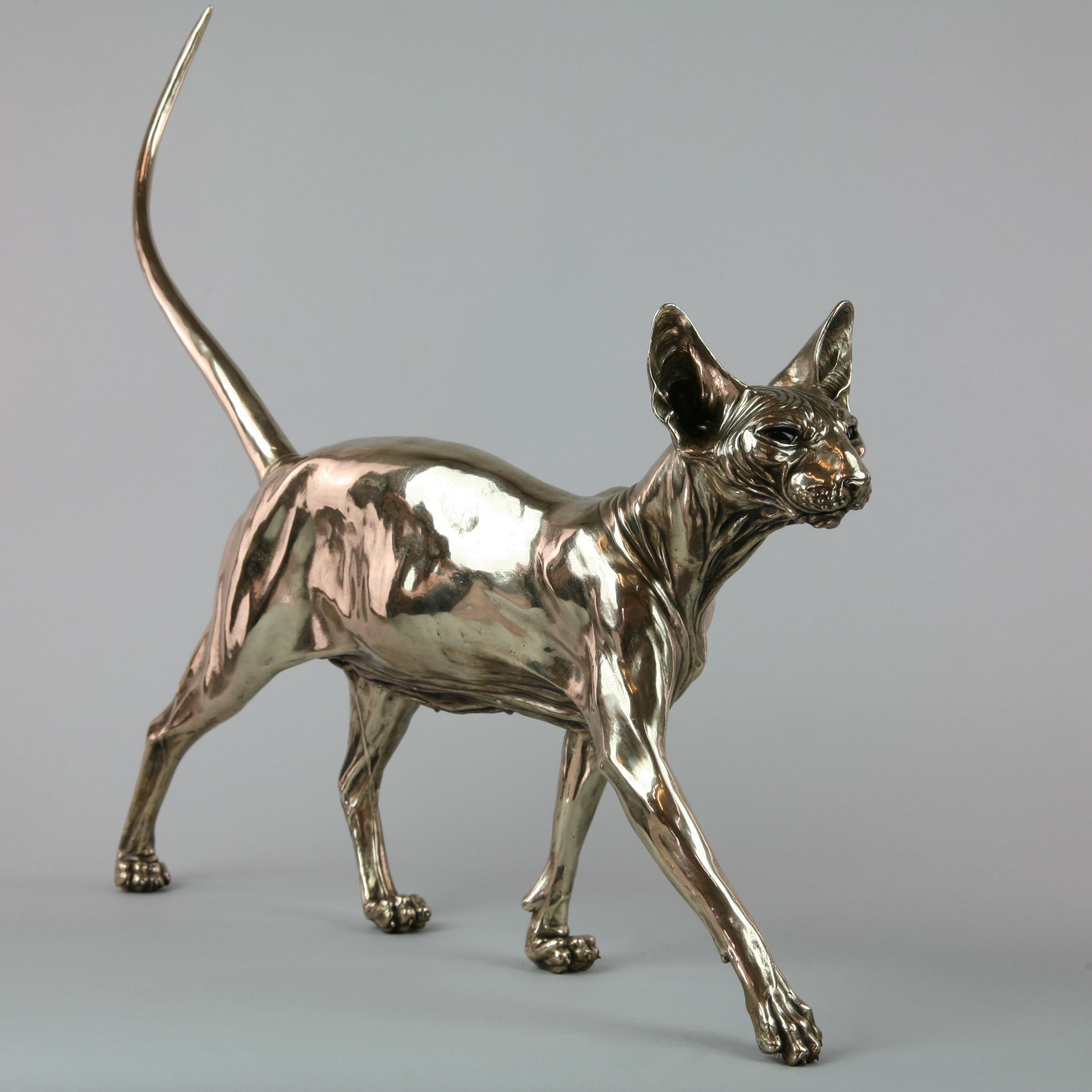 Sphynx Cat II - sculpture wildlife animal limited edition bronze modern marine 5