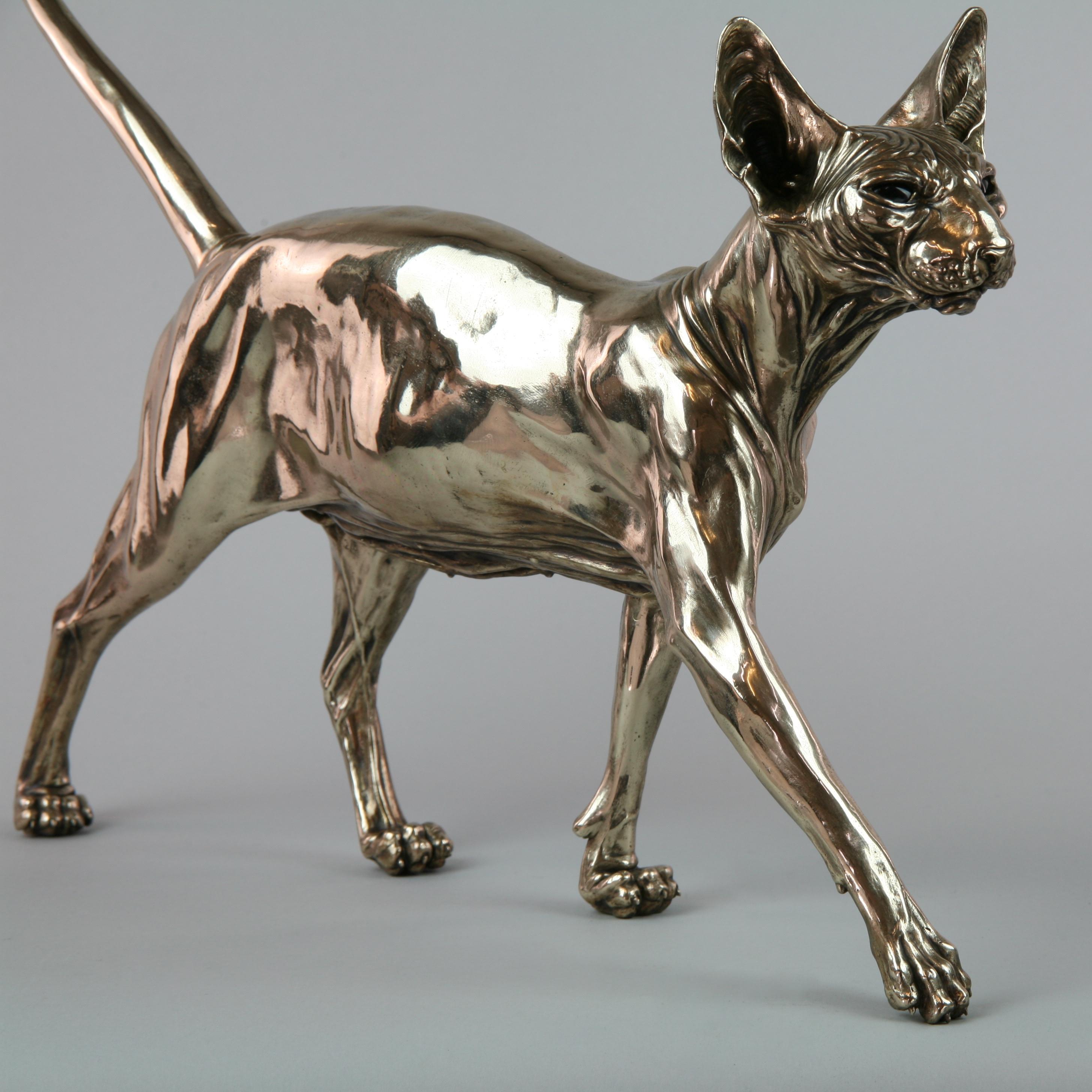 Sphynx Cat II - sculpture wildlife animal limited edition bronze modern marine 6