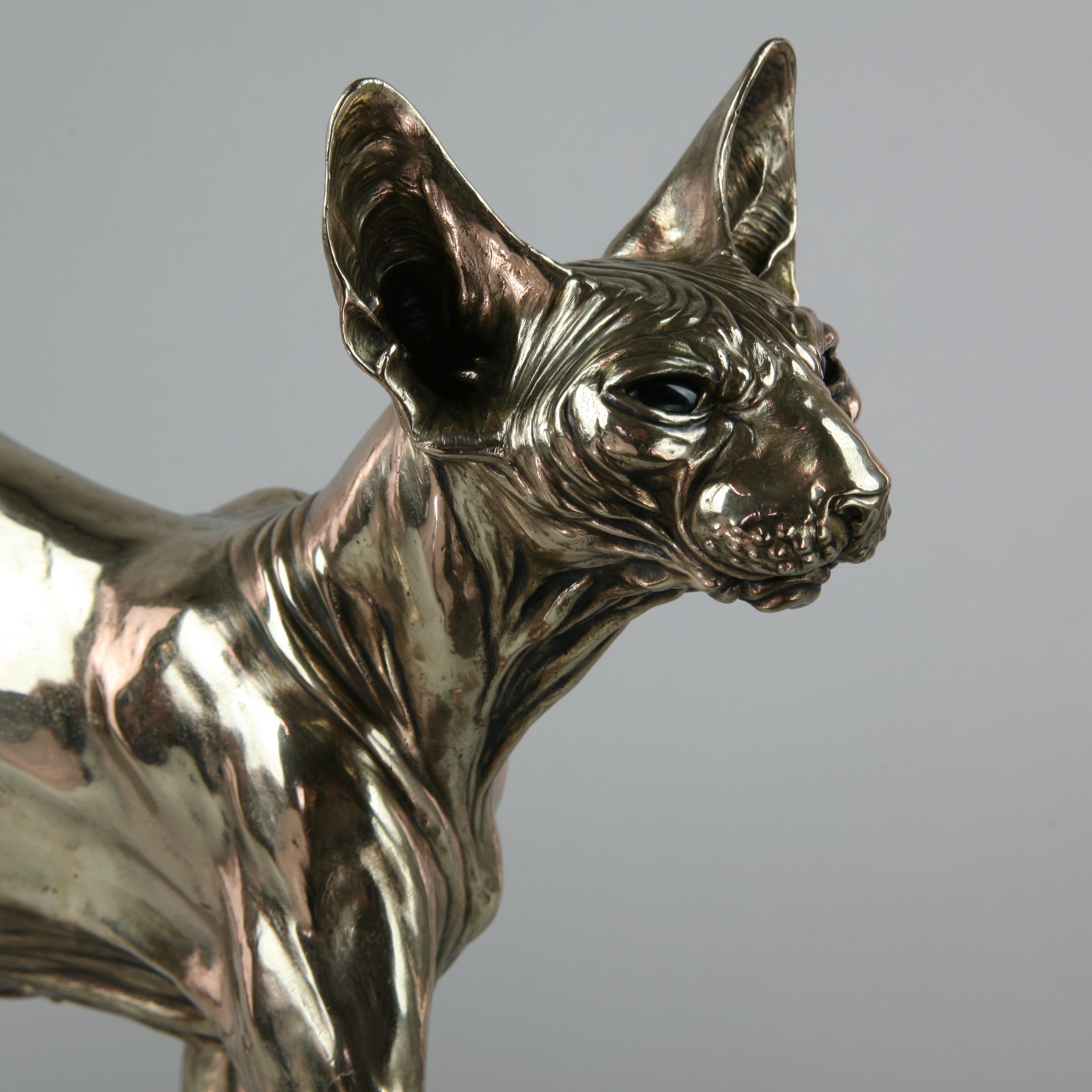 Sphynx Cat II - sculpture wildlife animal limited edition bronze modern marine 7