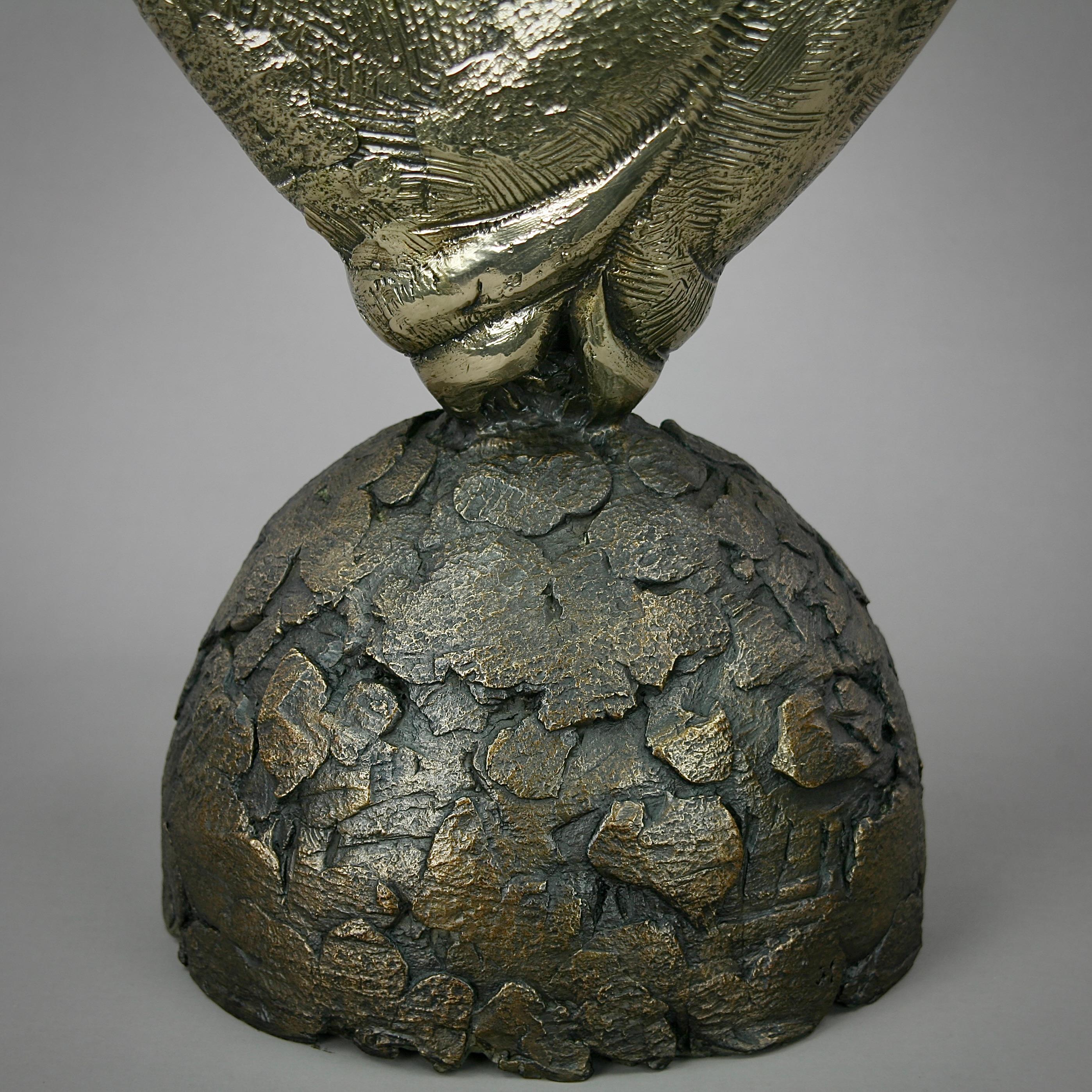 Titan Triggerfish -original bronze marine wildlife sculpture - contemporary Art - Gold Figurative Sculpture by Andrzej Szymczyk