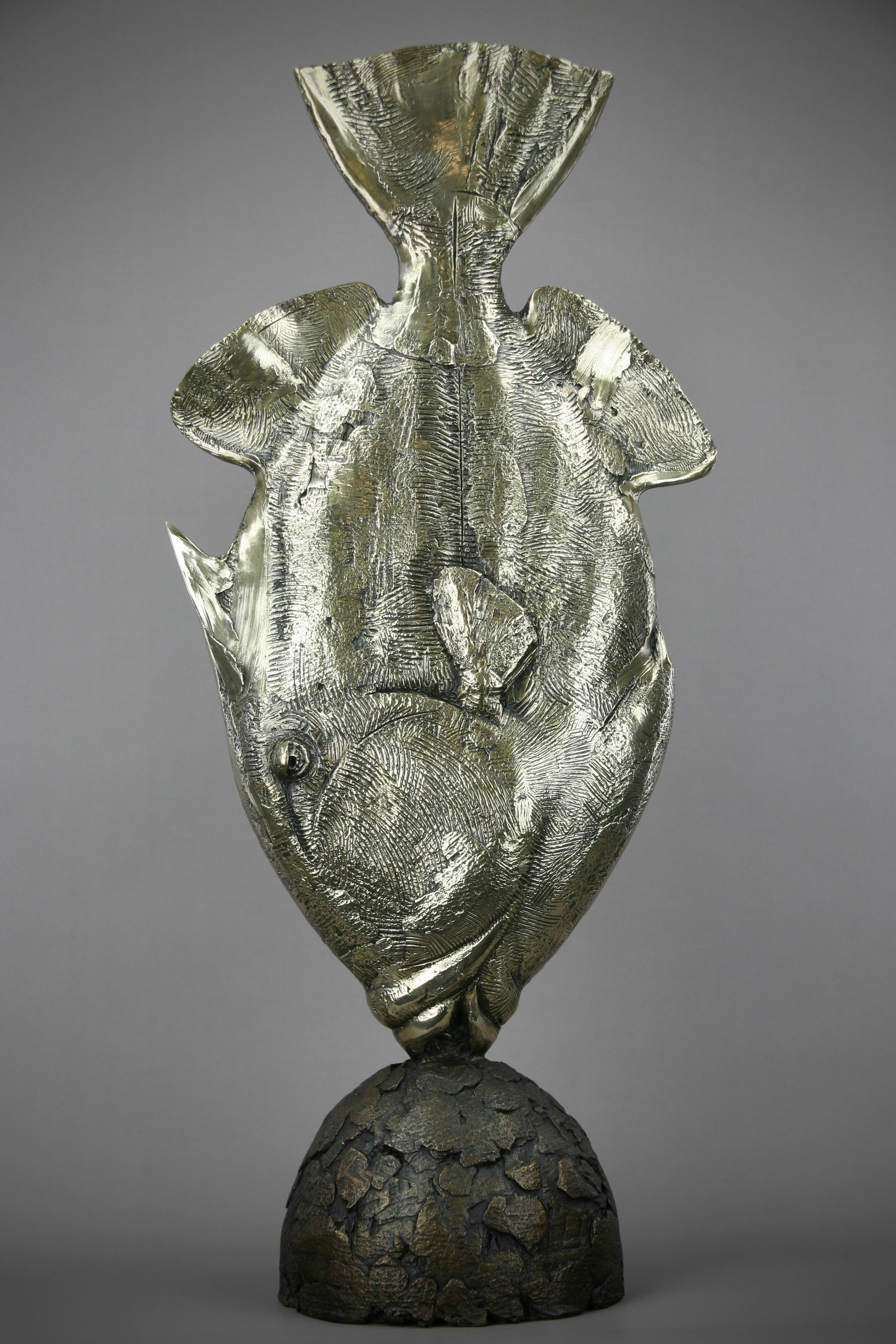 Poisson-tigre Titan - sculpture originale en bronze de la faune marine - Art contemporain en vente 2