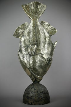 Poisson-tigre Titan - sculpture originale en bronze de la faune marine - Art contemporain