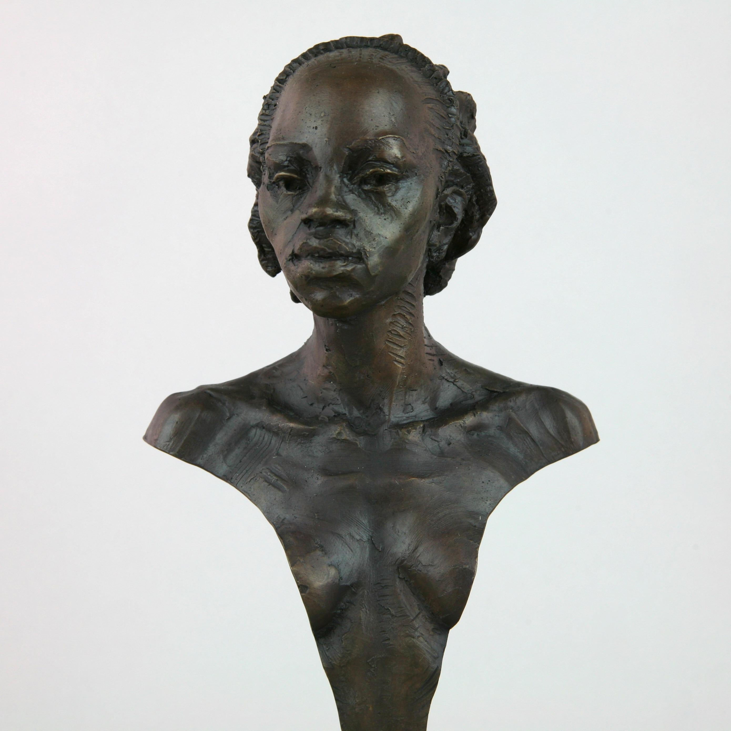 Woman Warrior of Kau Bust - standing sculpture limited edition bronze art modern - Sculpture by Andrzej Szymczyk