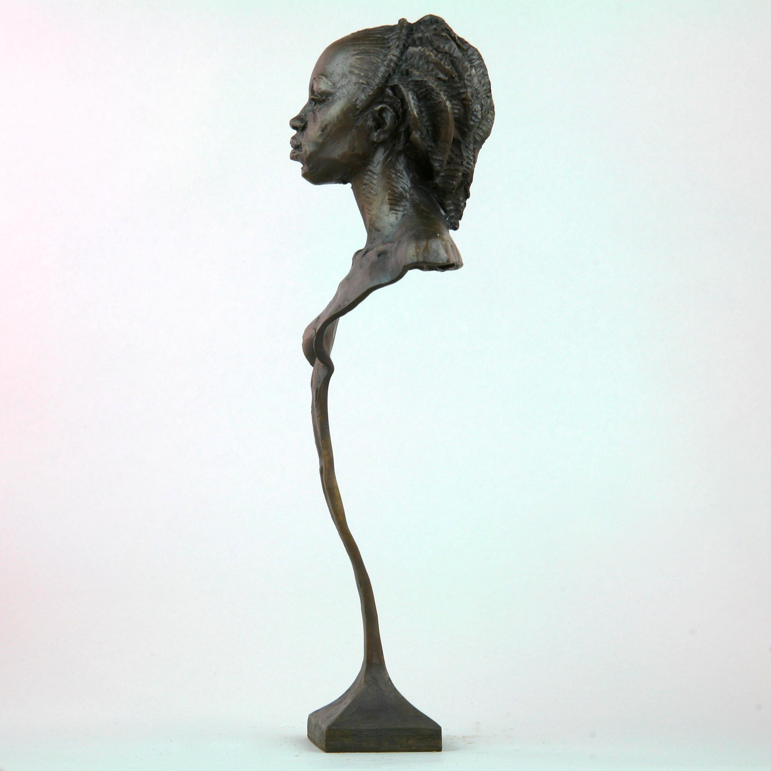 Woman Warrior of Kau Bust - standing sculpture limited edition bronze art modern - Gold Figurative Sculpture by Andrzej Szymczyk