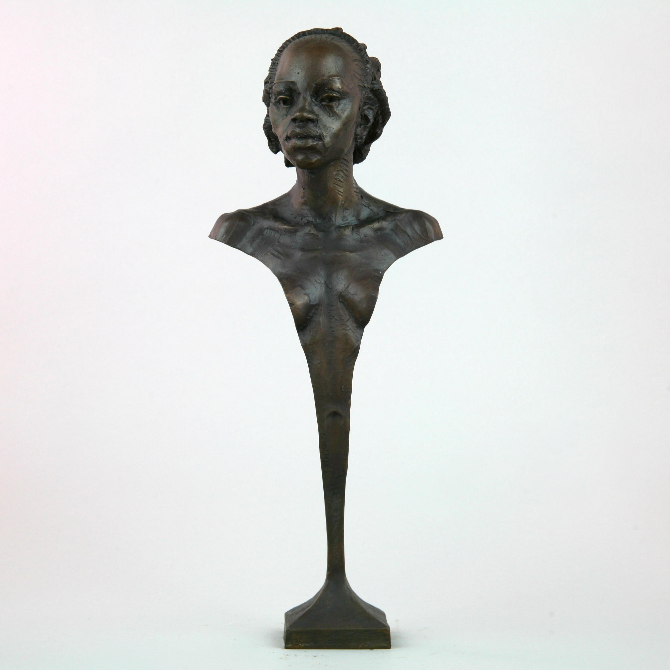 Andrzej Szymczyk Figurative Sculpture - Woman Warrior of Kau Bust - standing sculpture limited edition bronze art modern