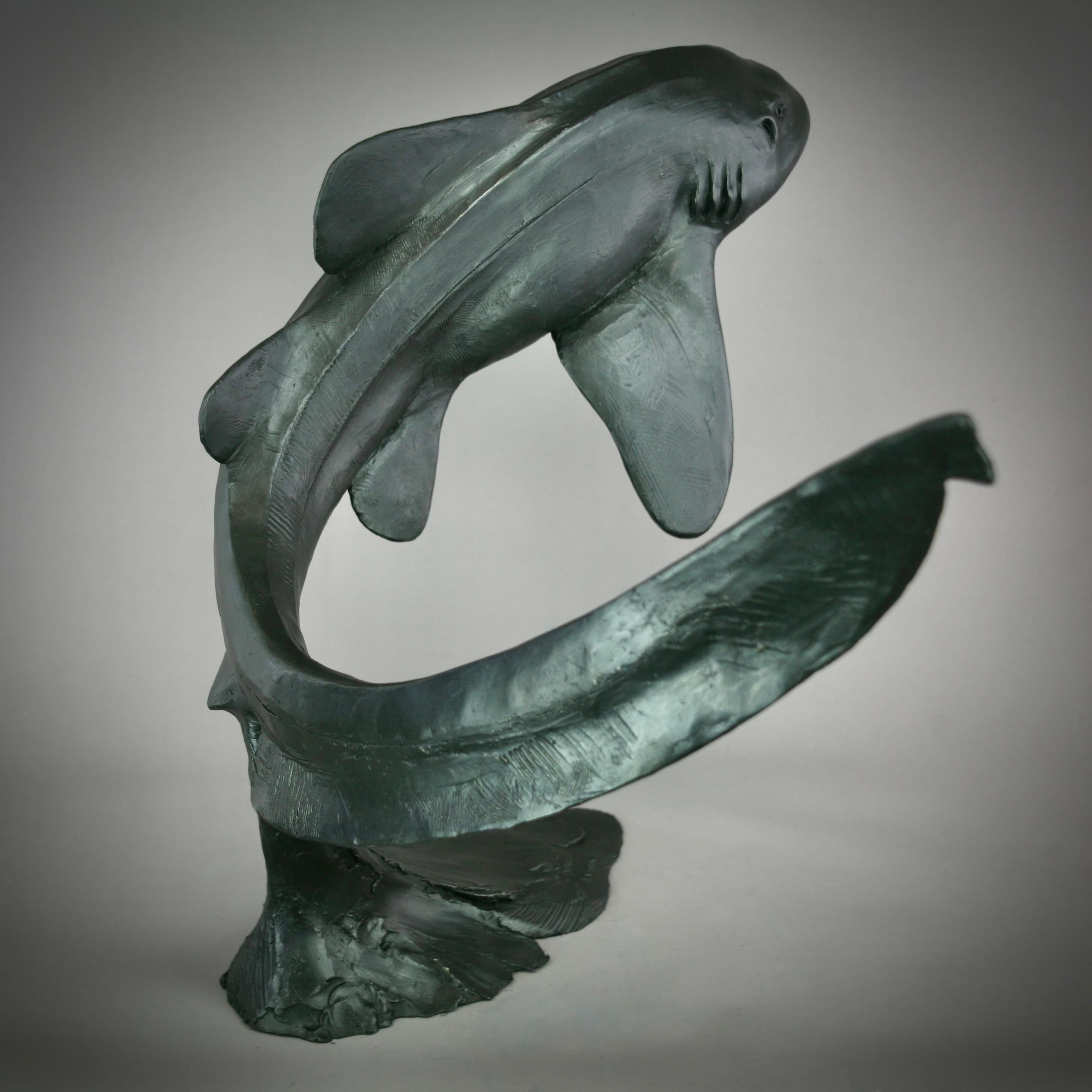 Zebra Hai -originale moderne Bronzeskulptur aus dem Meer - Contemporary Art im Angebot 1
