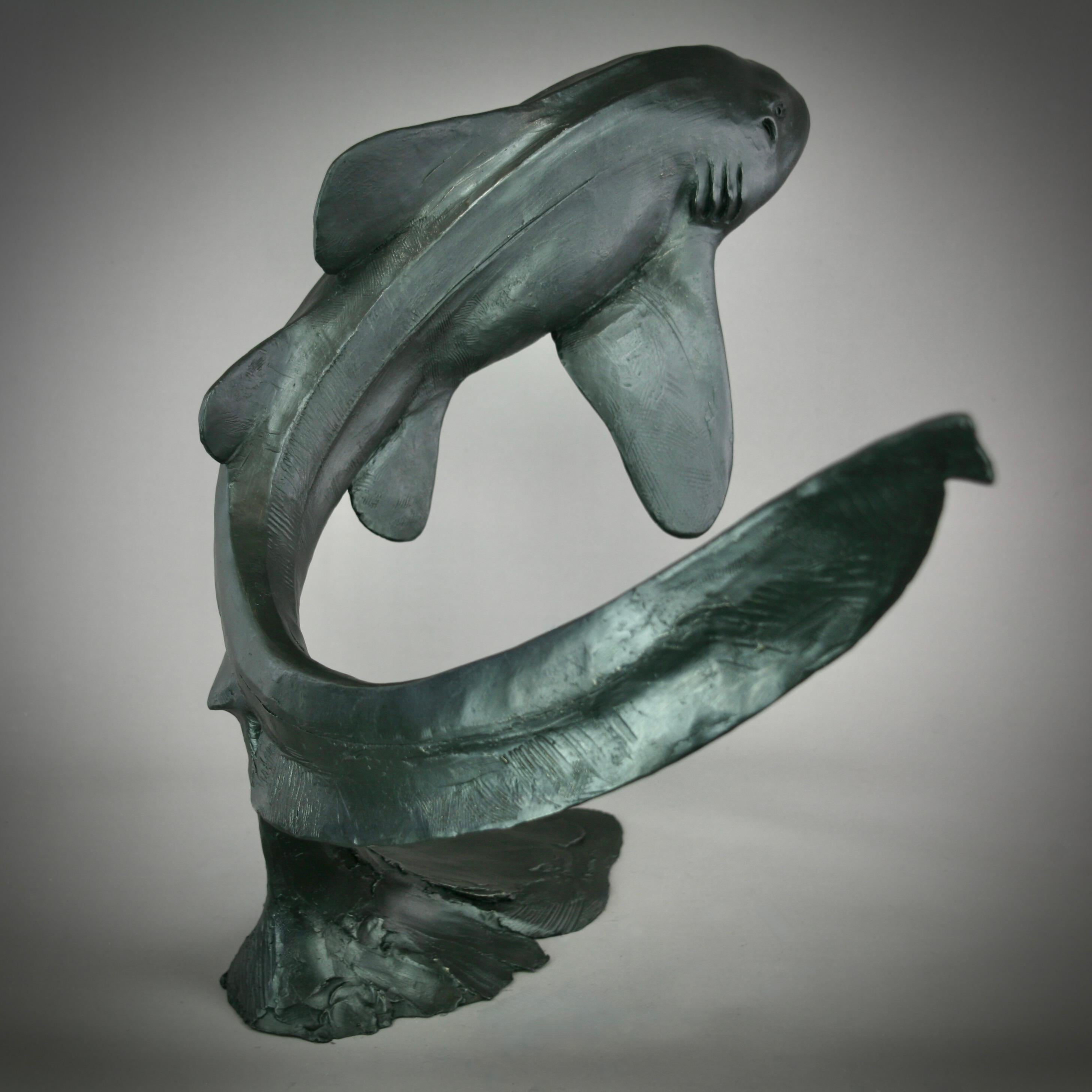 Zebra Shark -original modern bronze wildlife marine sculpture - contemporary Art For Sale 3